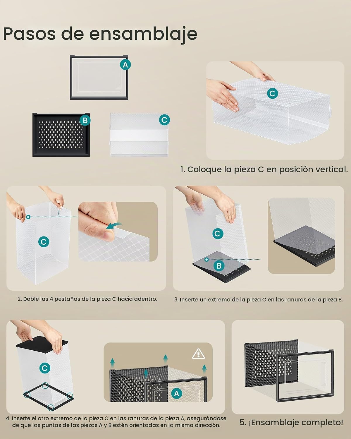 SONGMICS Cajas de zapatos, caja de plástico transparente, paquete d...