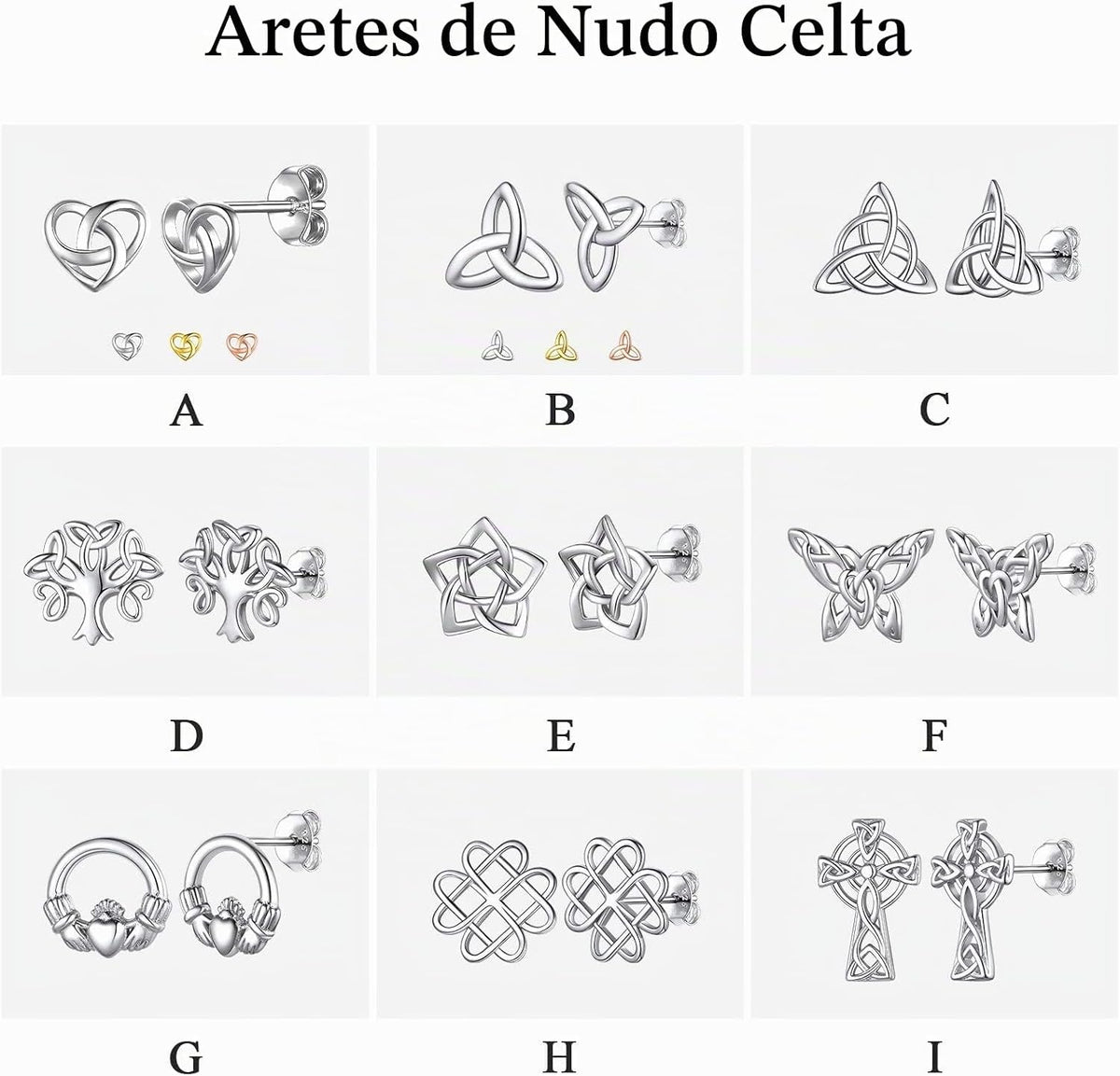 ChicSilver Pendientes celtas para mujer de plata de ley hipoalergén...