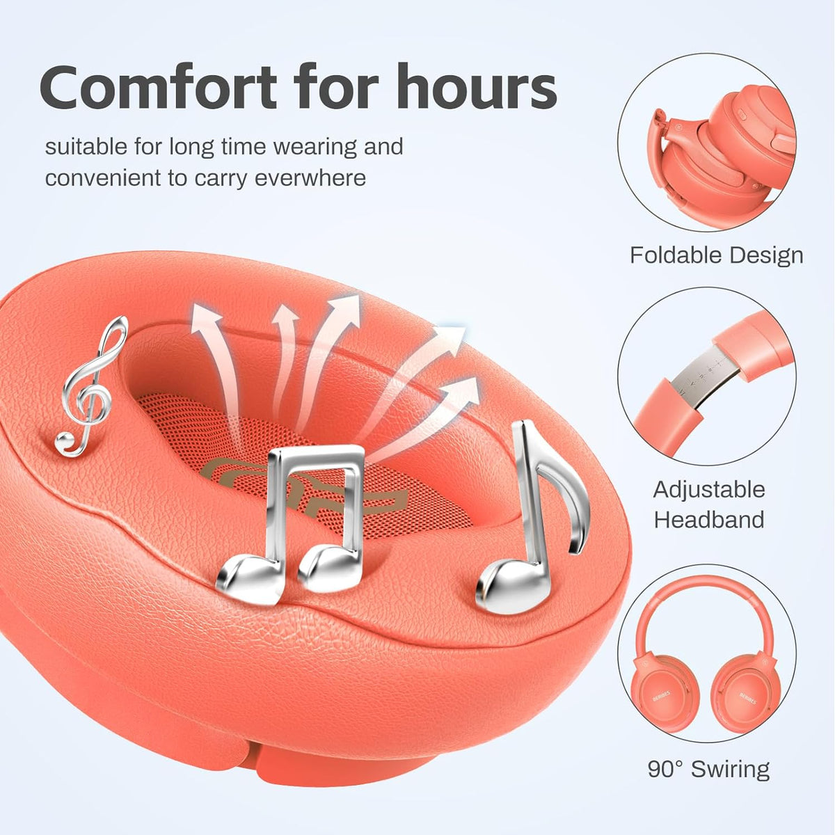 BERIBES - Auriculares Bluetooth sobre la oreja inalámbricos HiFi es...
