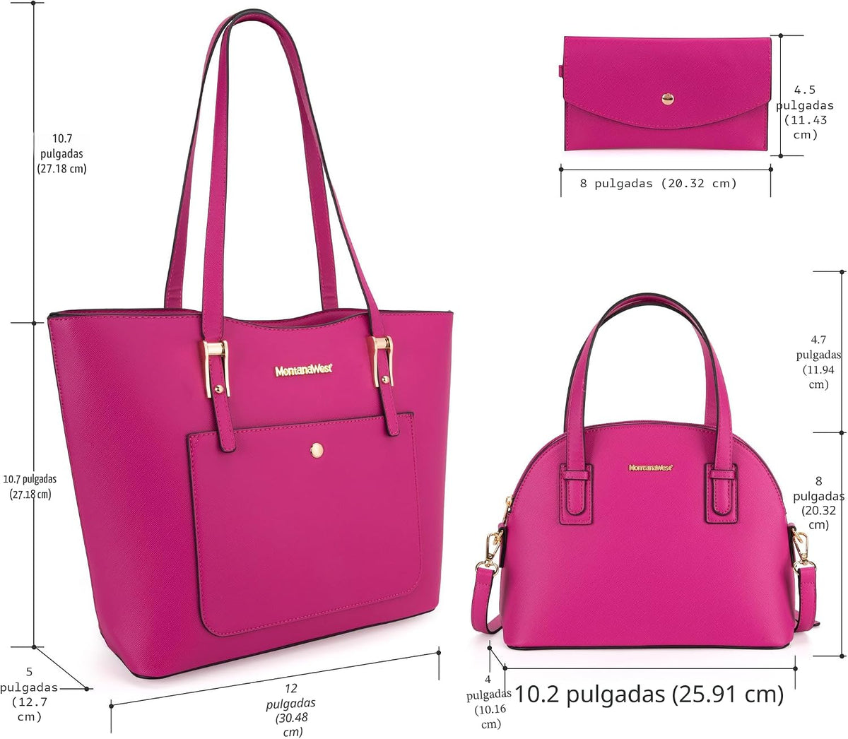 Montana West - Juego de 3 piezas de bolsos para mujer: bolso de man...