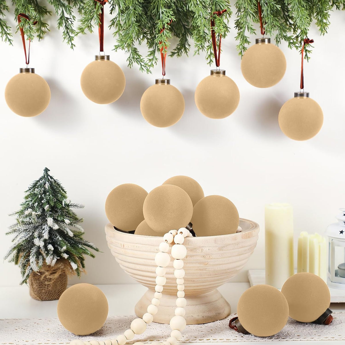 Liliful 15 Piezas Bolas de Navidad de Terciopelo a Granel Adornos d...