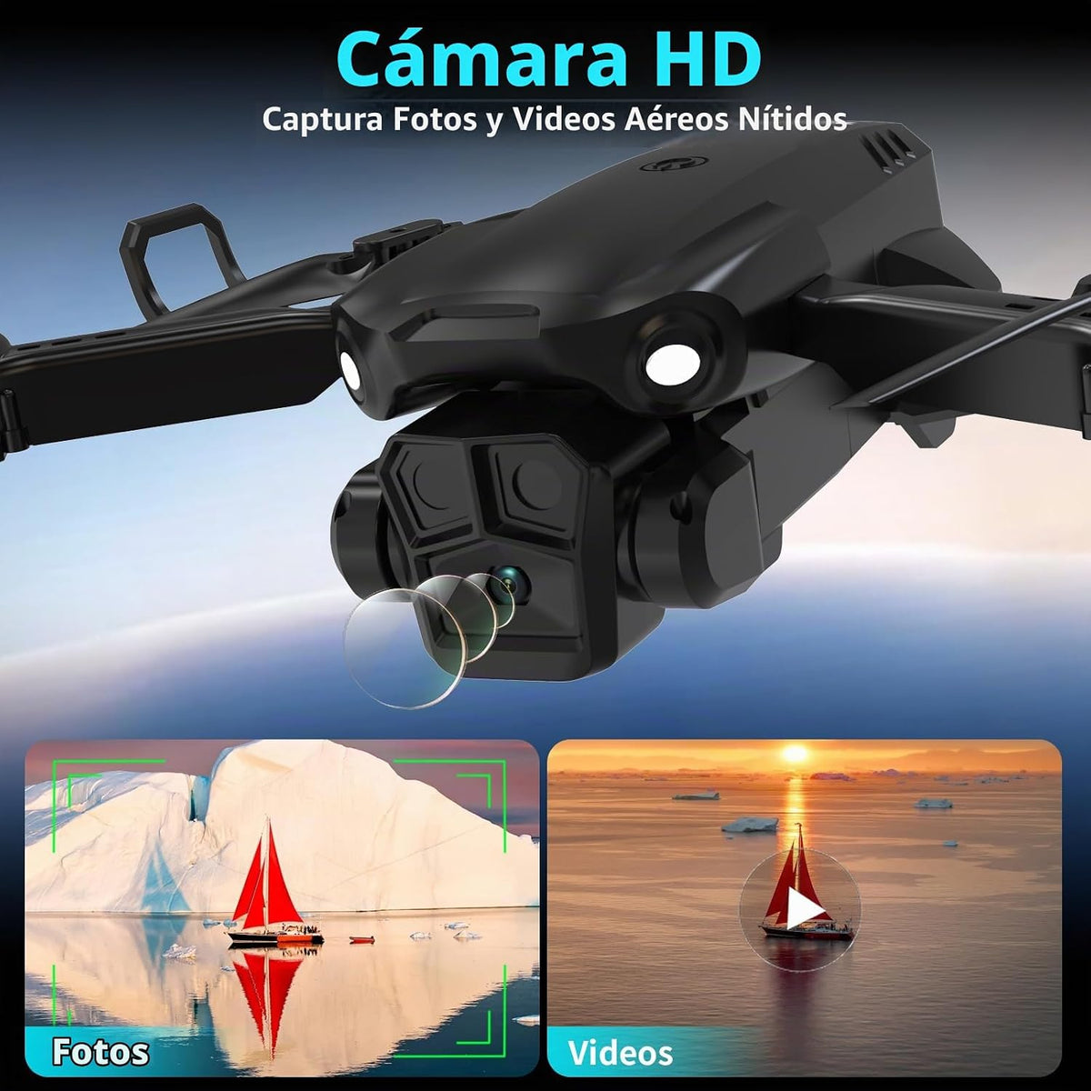 TD12Pro Drone con cámara 1080P para adultos\/niños, drones RC FPV c...