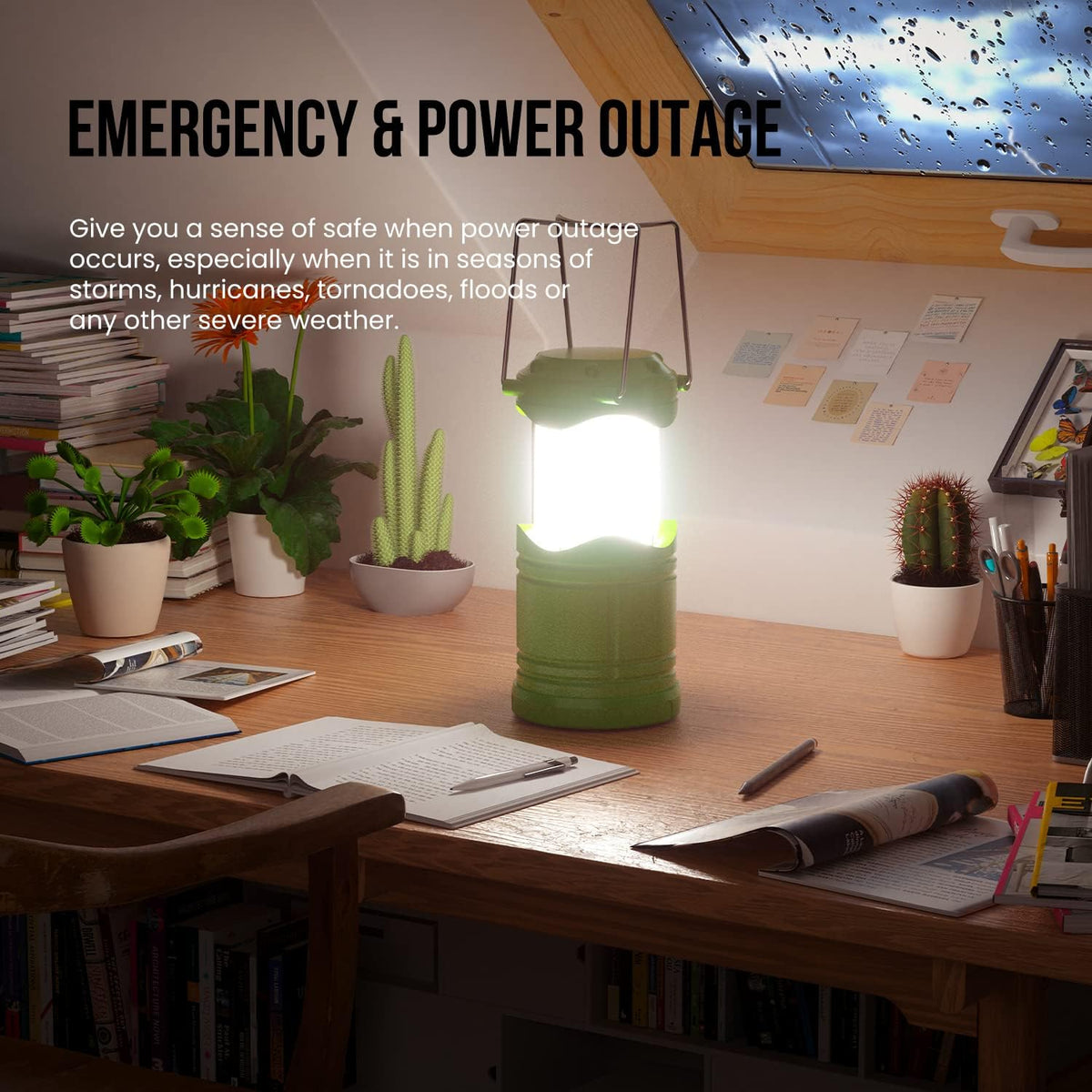 Lichamp Linterna LED para campamento, paquete de 4 linternas alimen...