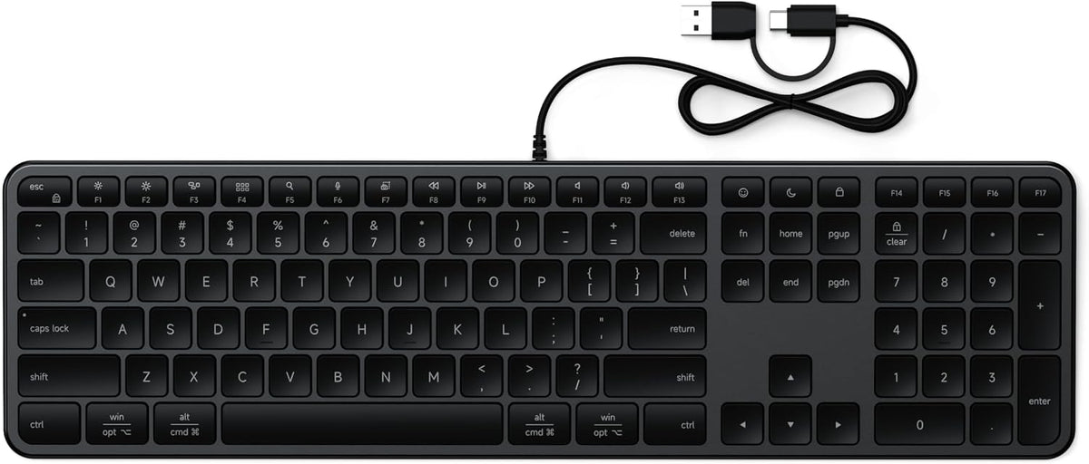 Satechi Teclado delgado LX3 con cable, conmutación de SO multiplata...
