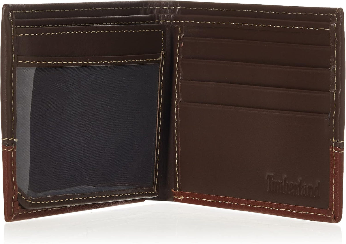 Timberland Billetera plegable de cuero para hombre, color marrón\/c...