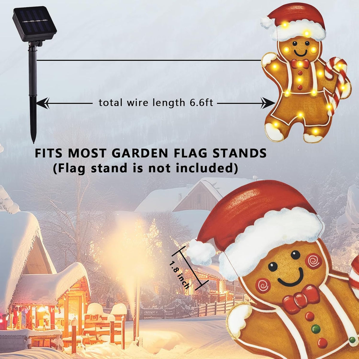 Bandera de jardín de Navidad iluminada para exteriores, bandera LED...