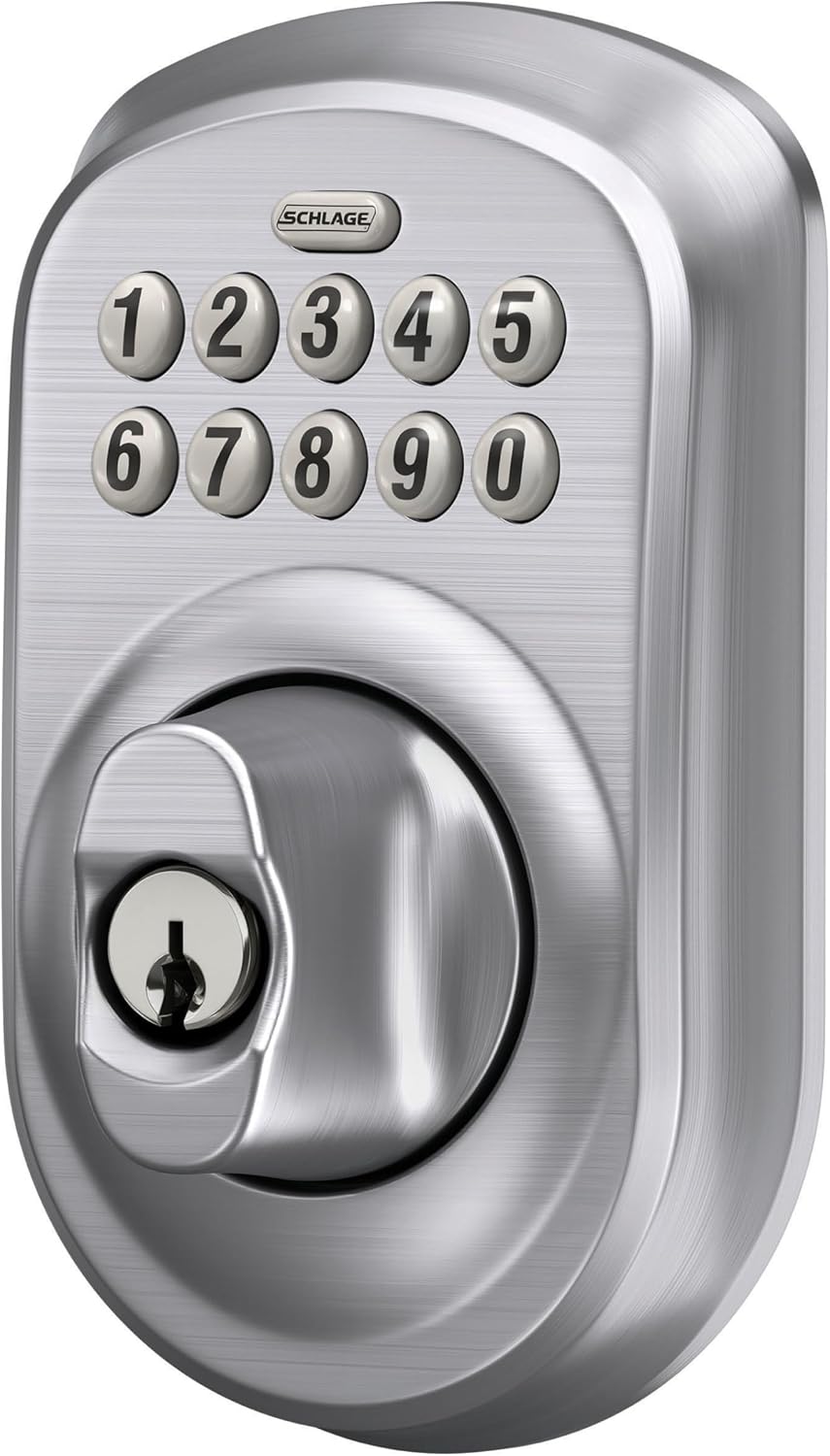 Schlage - Cerradura electrónica para teclado, borde Plymouth, cromo...