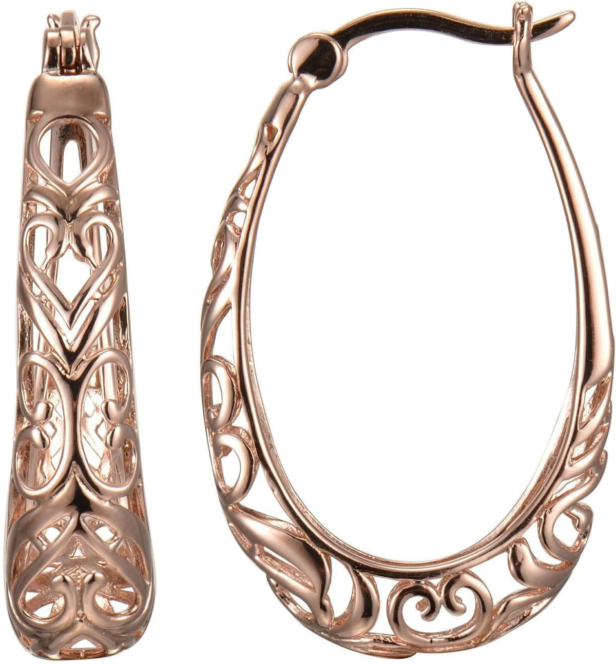 Amazon Collection Pendientes de aro ovalados de filigrana de plata...