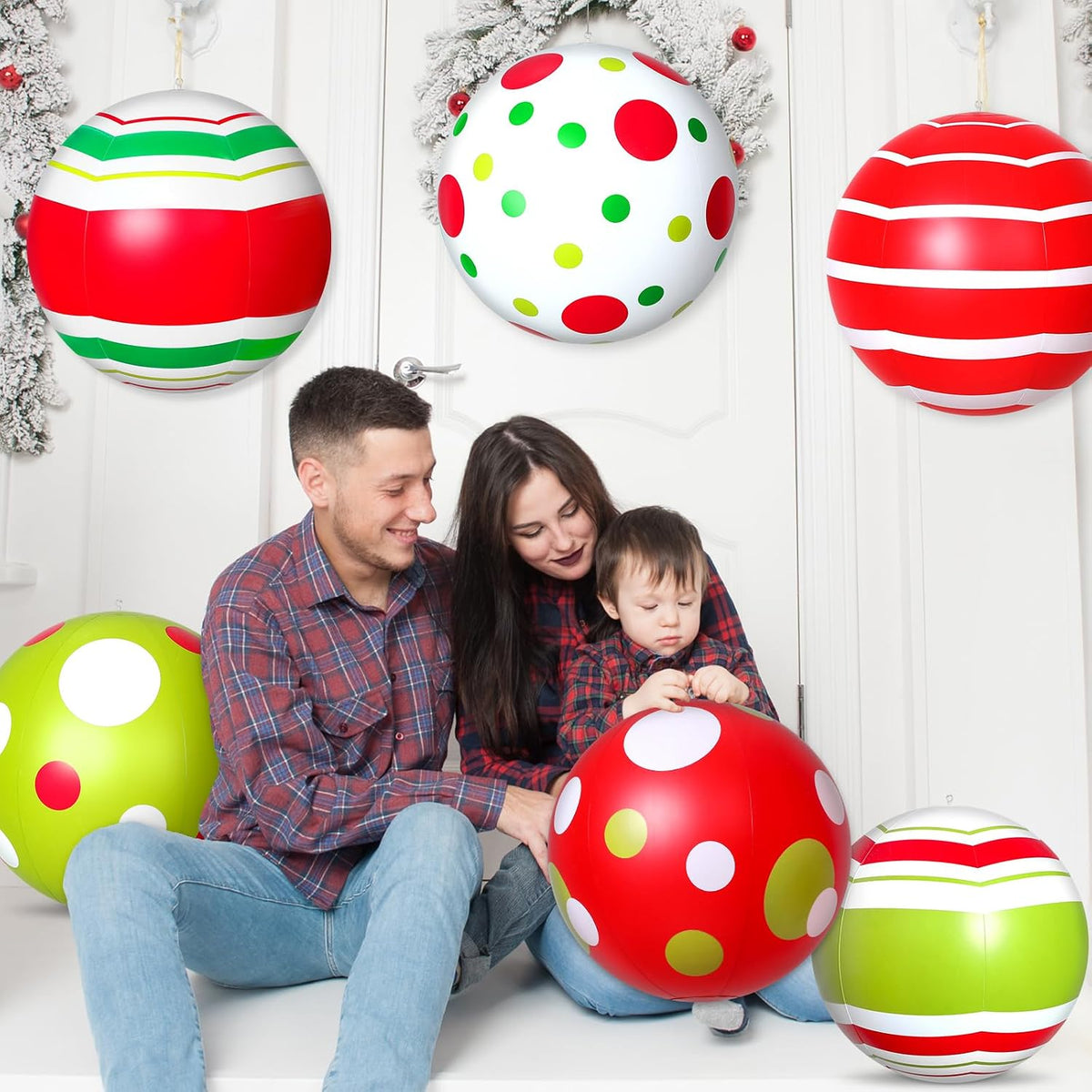 Jetec - 12 bolas inflables gigantes de Navidad de 16 pulgadas para...