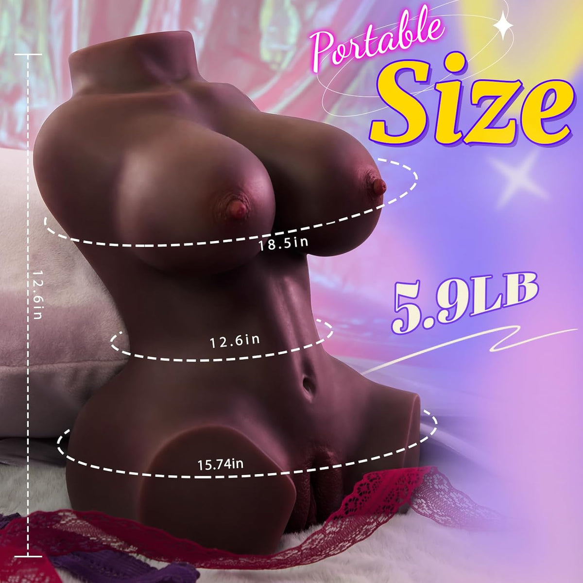 Muñeca Sexual de Piel de Ébano Masturbador Masculino con Senos Turg...