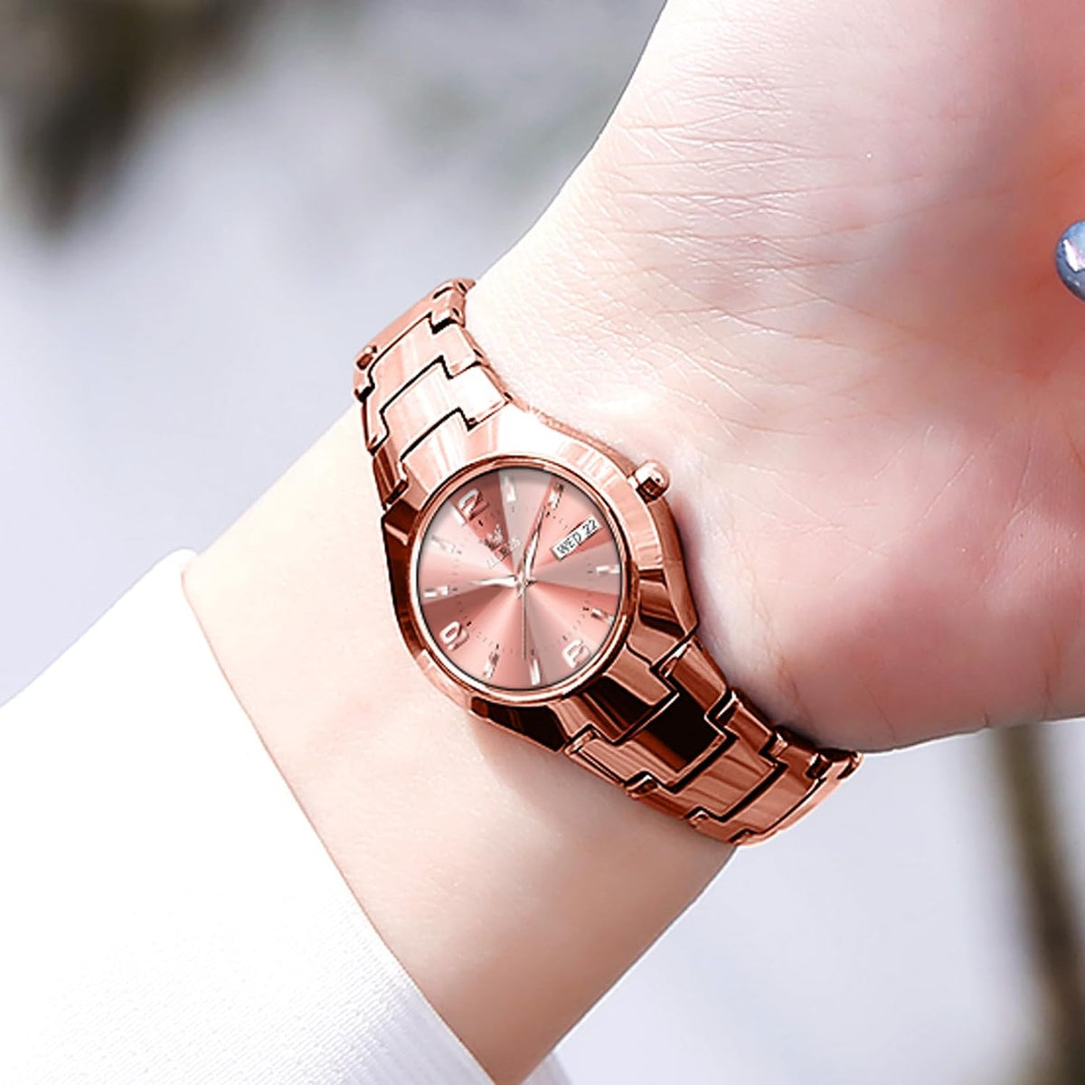 OLEVS Reloj Mujer Lujo Acero Inoxidable Pequeño Vestido de Muñeca I...