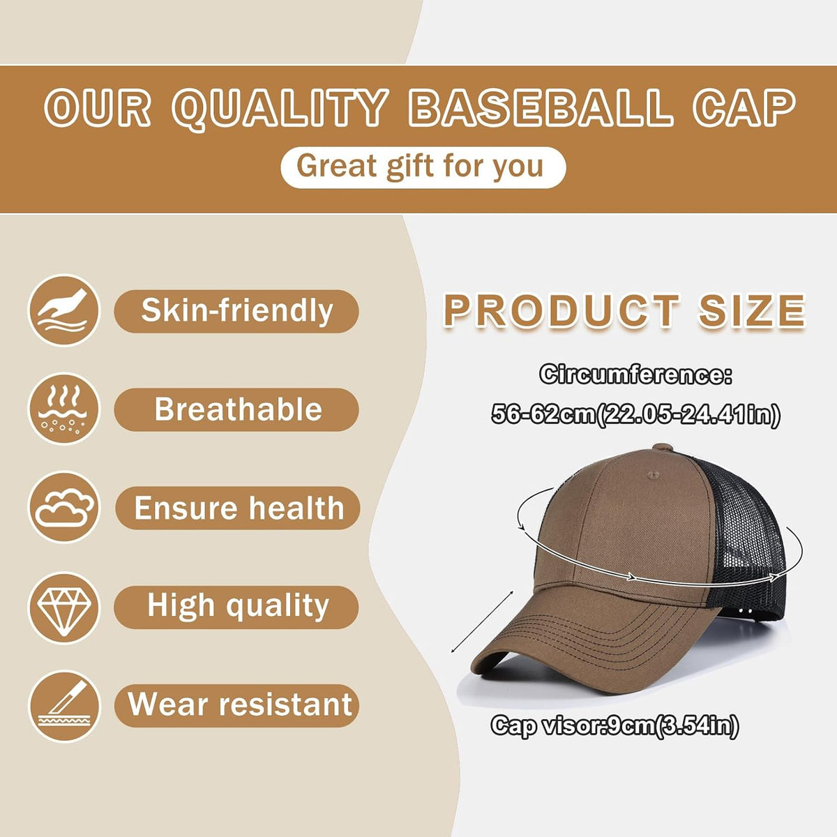 Paquete de 6 gorras de béisbol unisex de algodón lavado vintage, su...