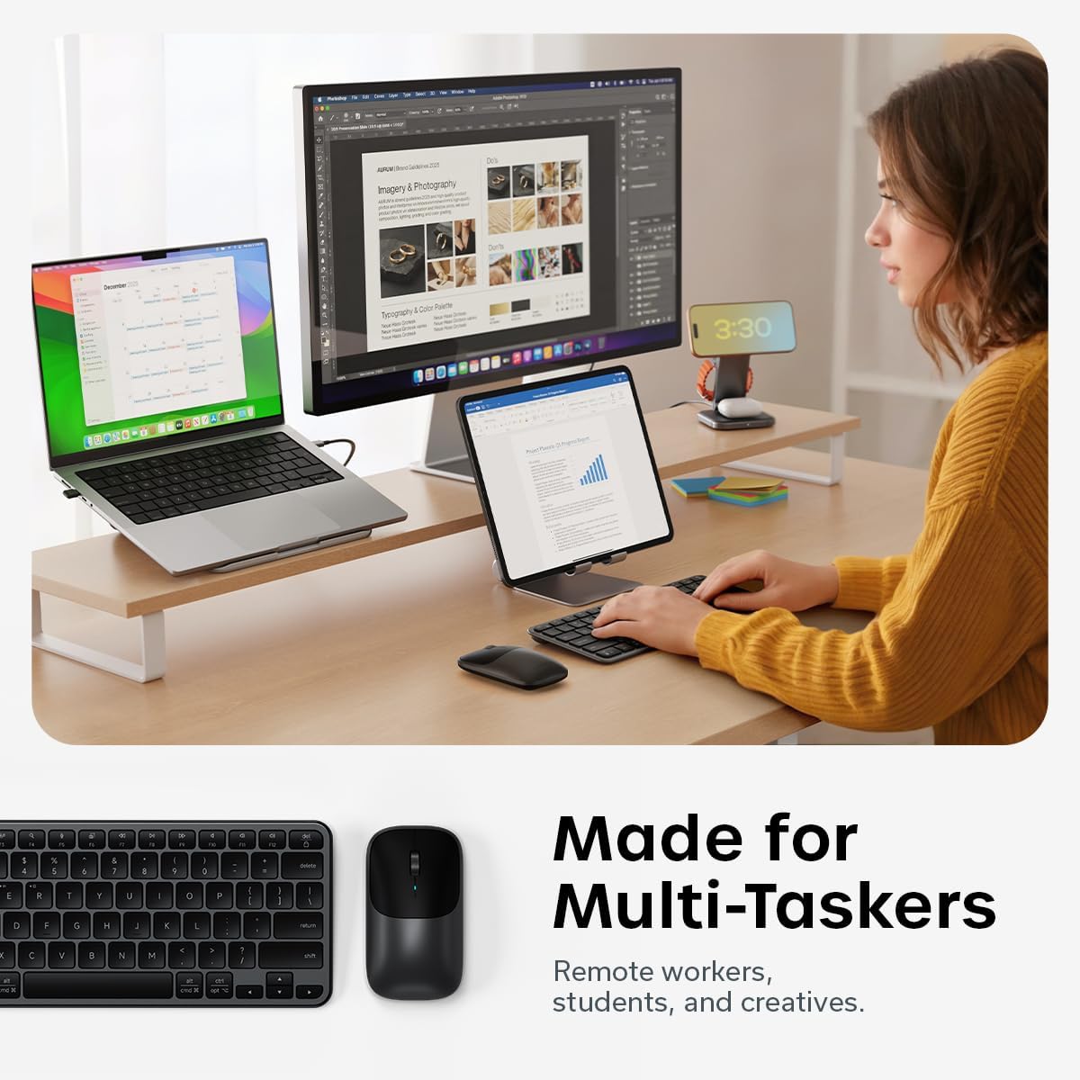 Satechi Slim CEX1 Combo de teclado y mouse inalámbricos, Bluetooth,...