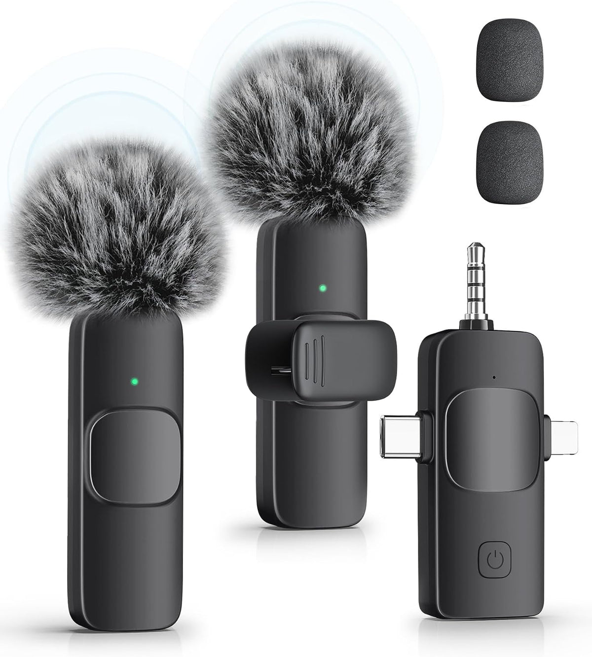 KUKIHO Micrófono Lavalier inalámbrico 3 en 1 para iPhone, iPad, And...