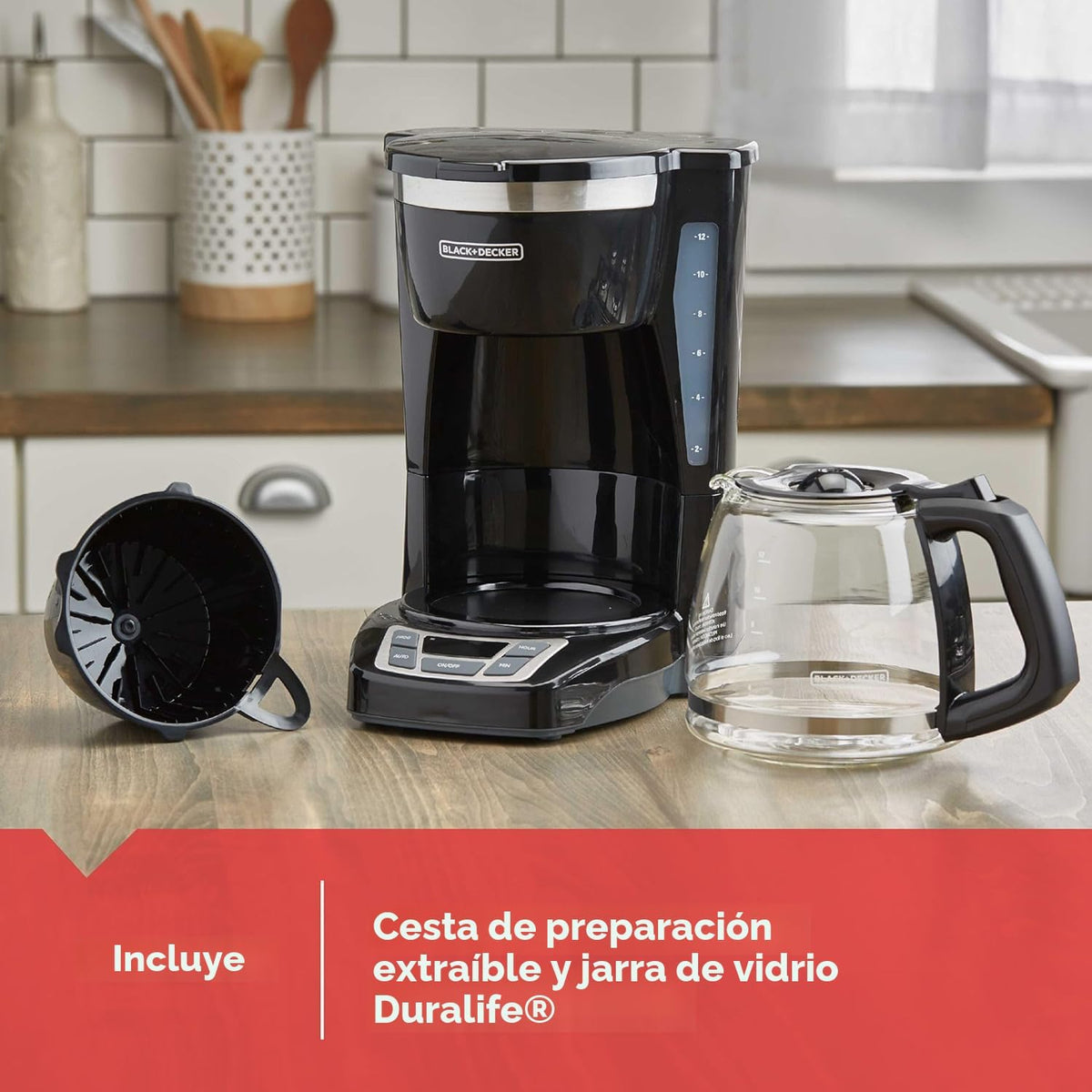 Cafetera de goteo BLACK+DECKER de 12 tazas con preparación Vortex |...