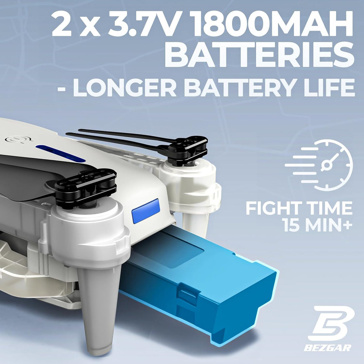 BEZGAR Drone con luces LED para adultos y niños principiantes, blan...