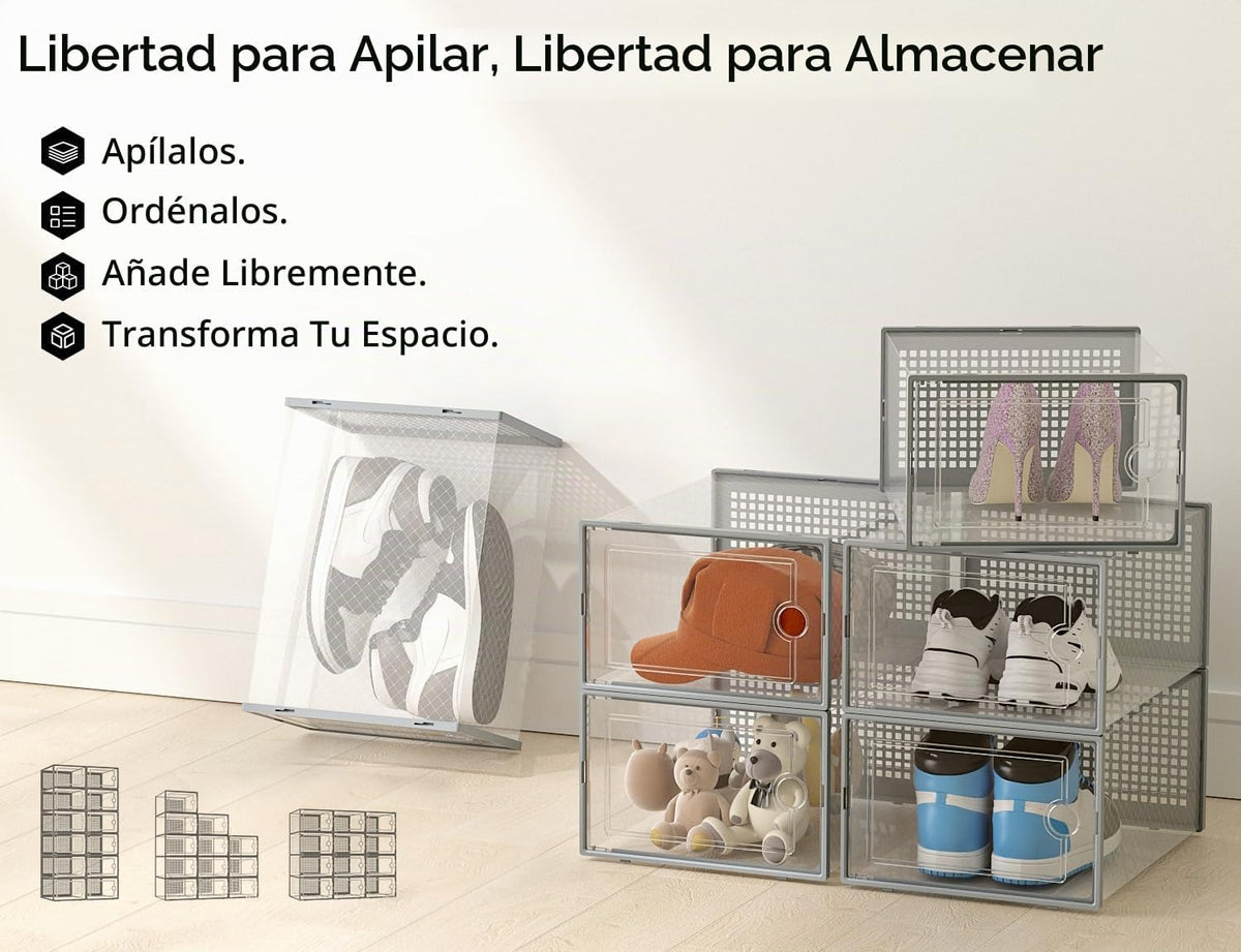 Kuject Cajas de almacenamiento de zapatos extragrandes, paquete de...