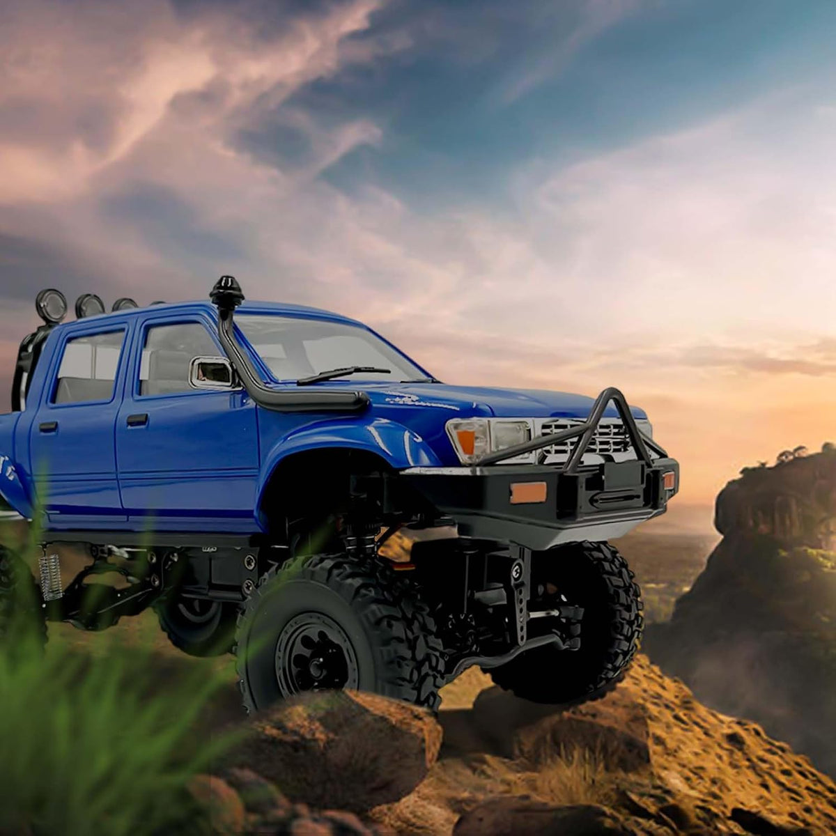 LEOSO WPL C64-1 1:16 4WD RC Rock Crawler con 3 baterías Azul | Cami...