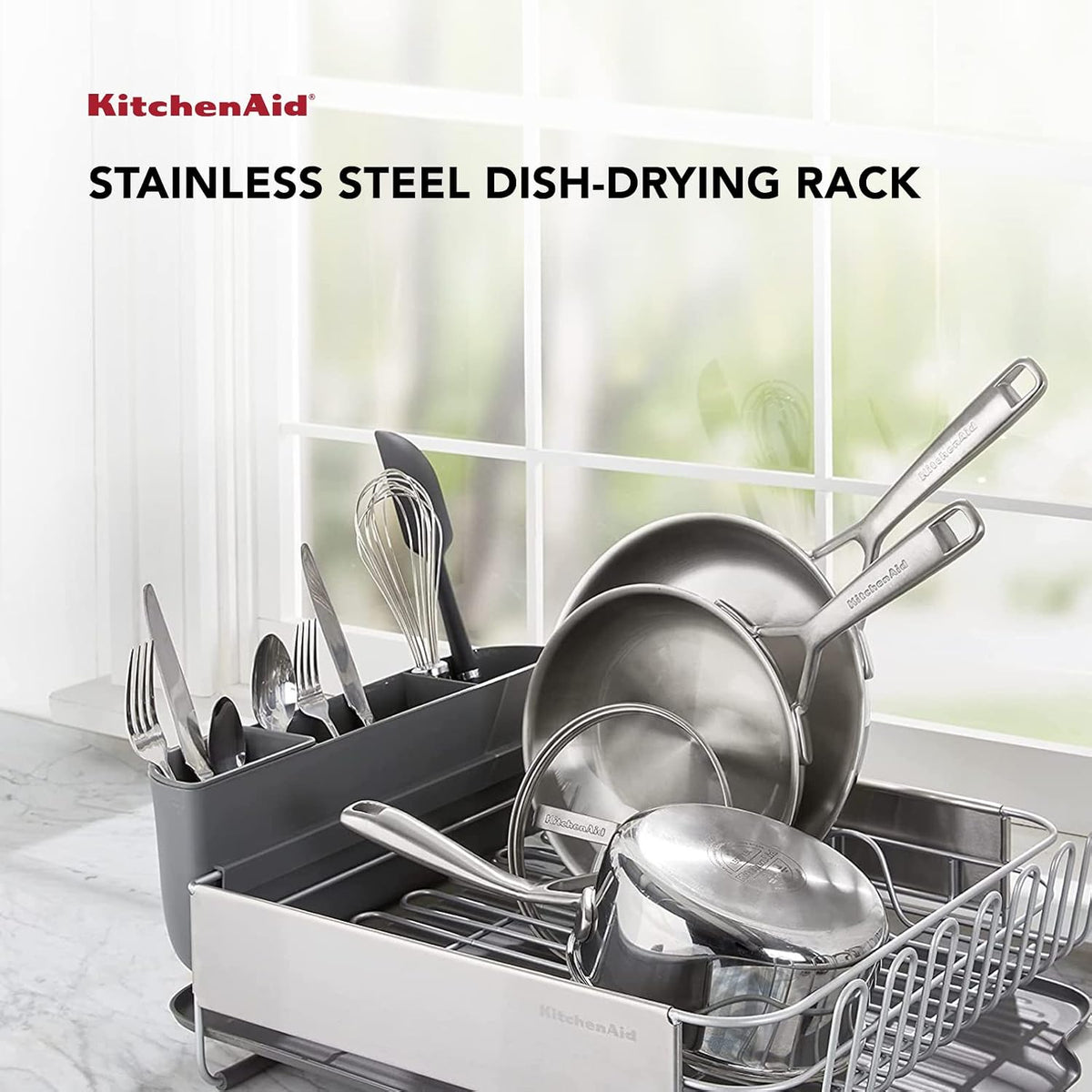 KitchenAid Escurreplatos de gran capacidad, tamaño completo, autodr...