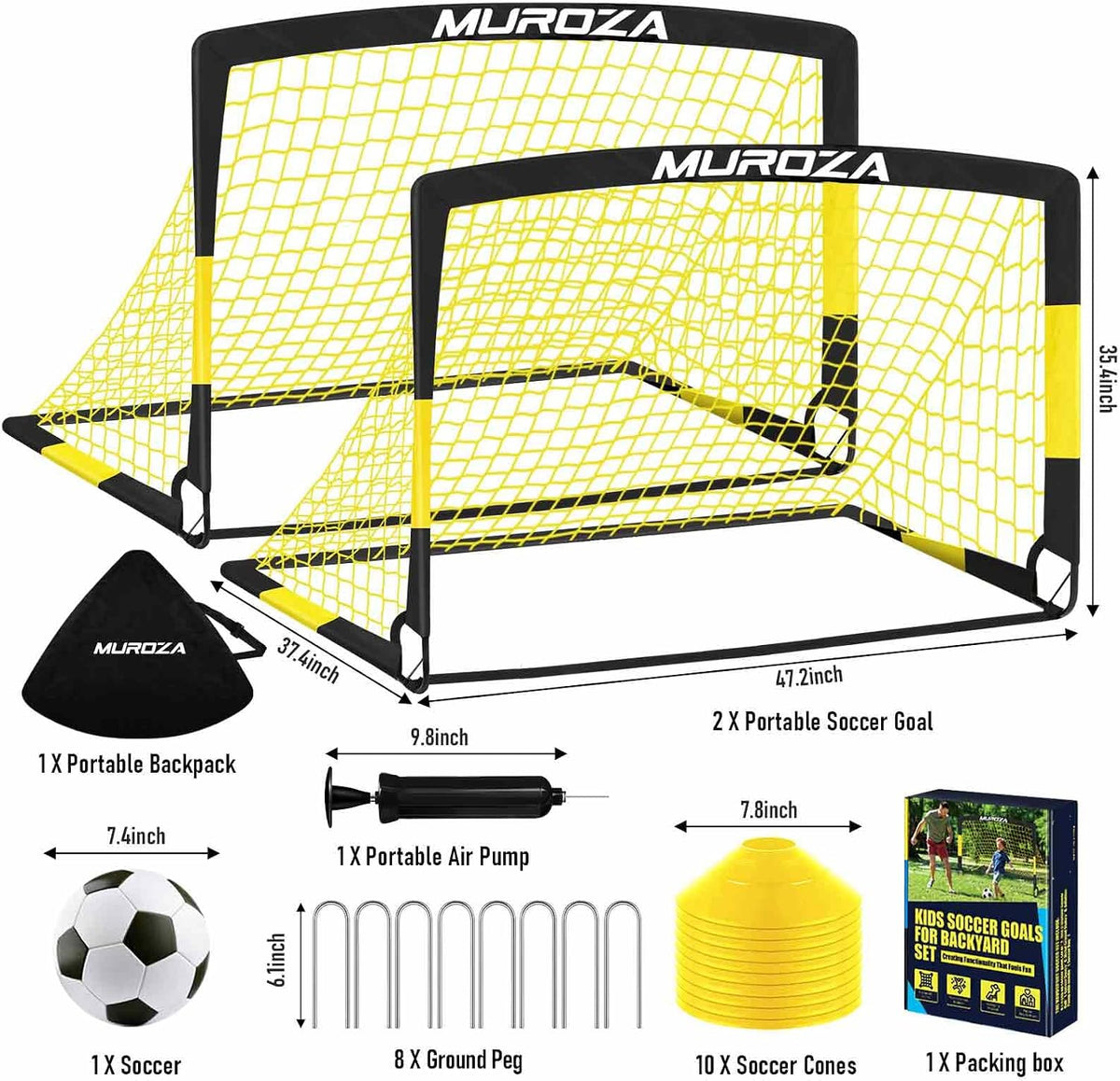 Portería de fútbol, juego de porterías de fútbol para niños para pa...