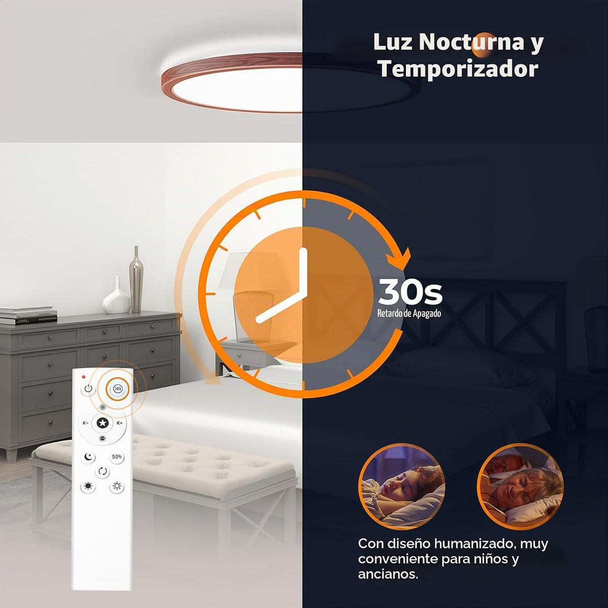BLNAN Lámpara LED de techo empotrada con control remoto, 15.4 pulga...