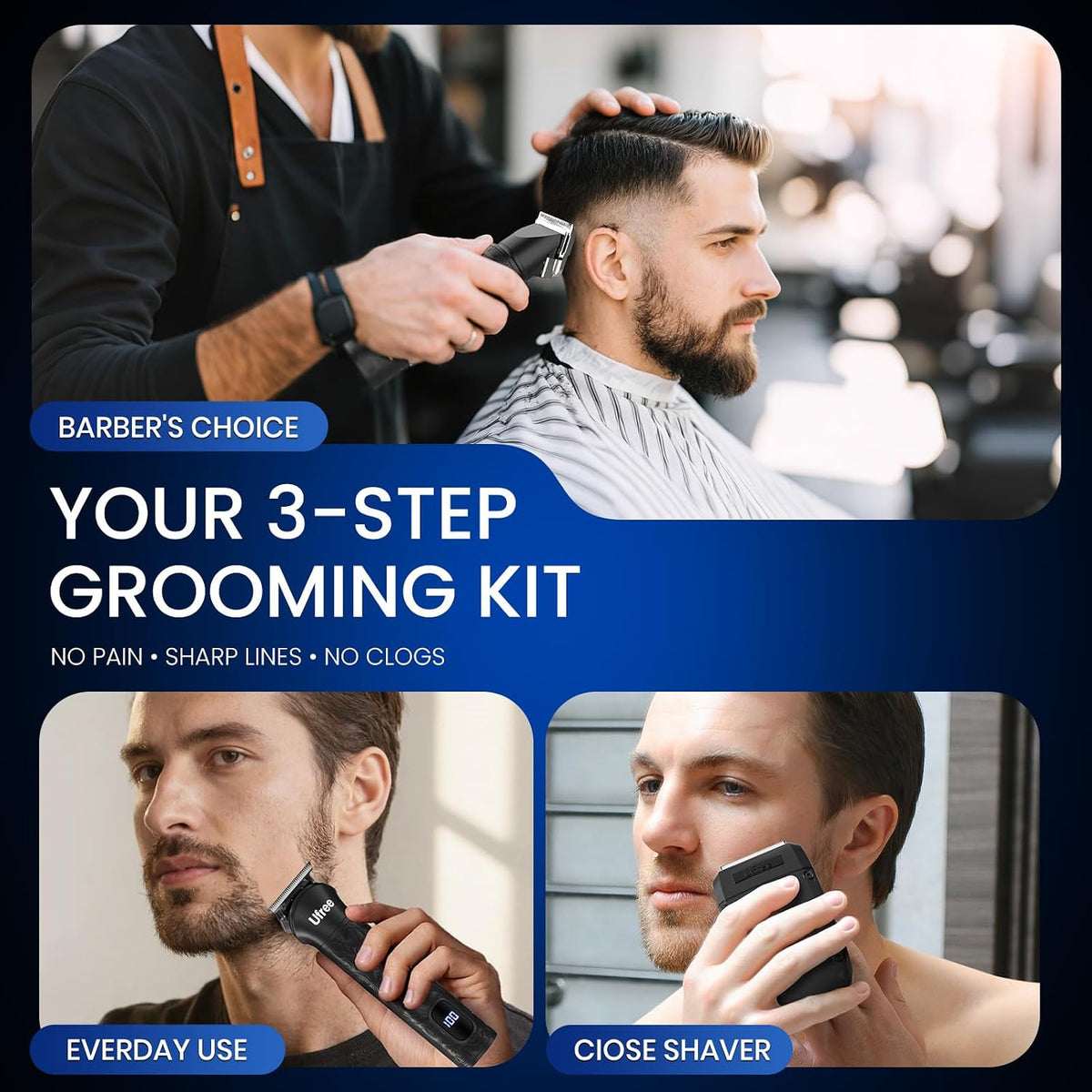 Ufree Cortapelos para hombres, recortador de barba, afeitadora de l...