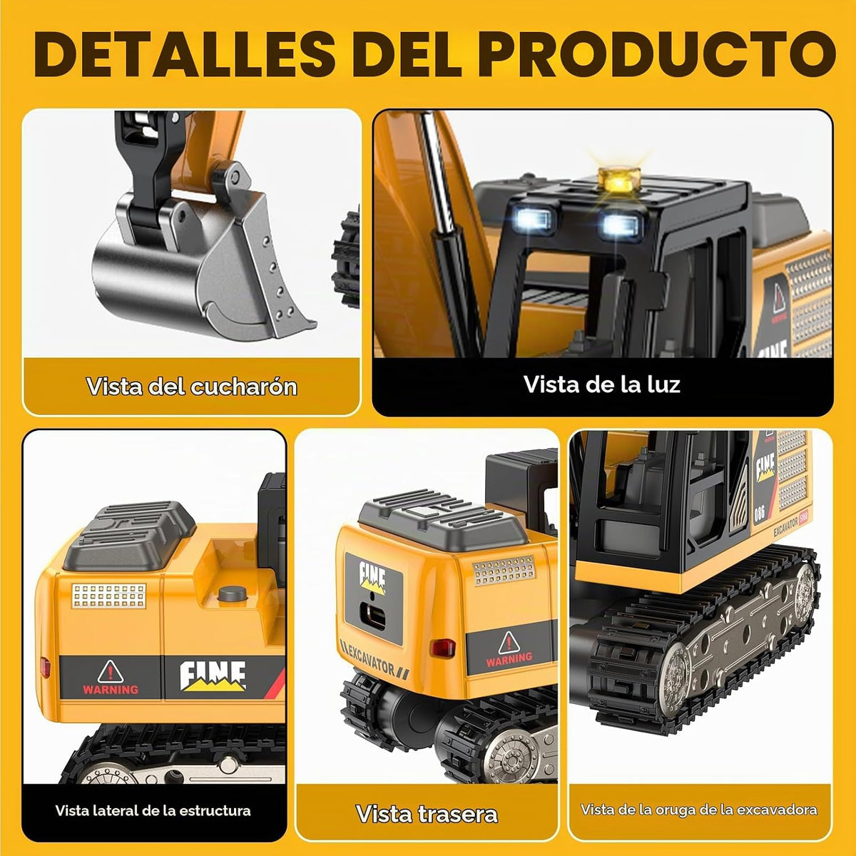 DAOGU mini RC Excavator Toy 1:64 Vehículo de construcción de aleaci...