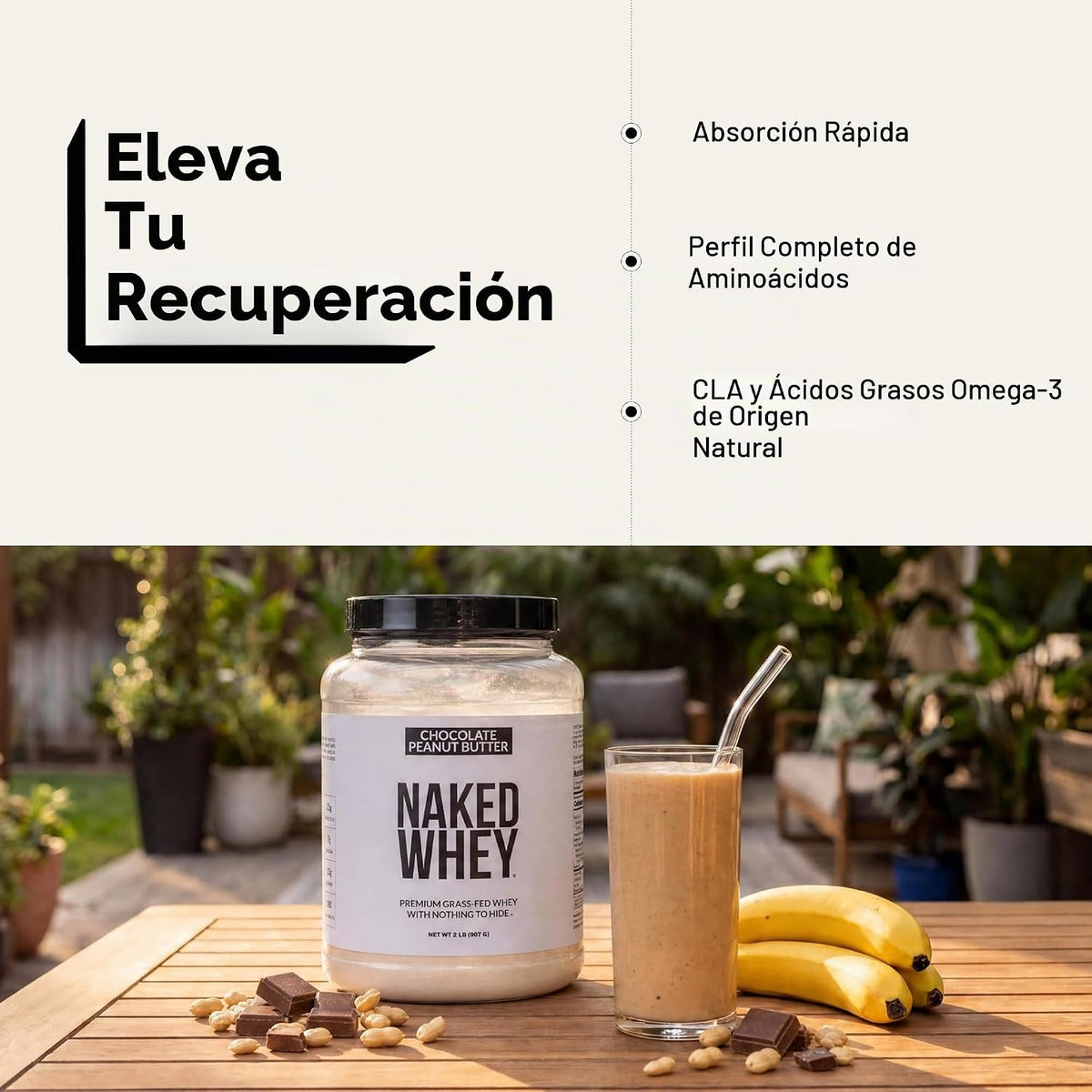 Proteína en polvo de mantequilla de maní y chocolate NAKED Whey, su...