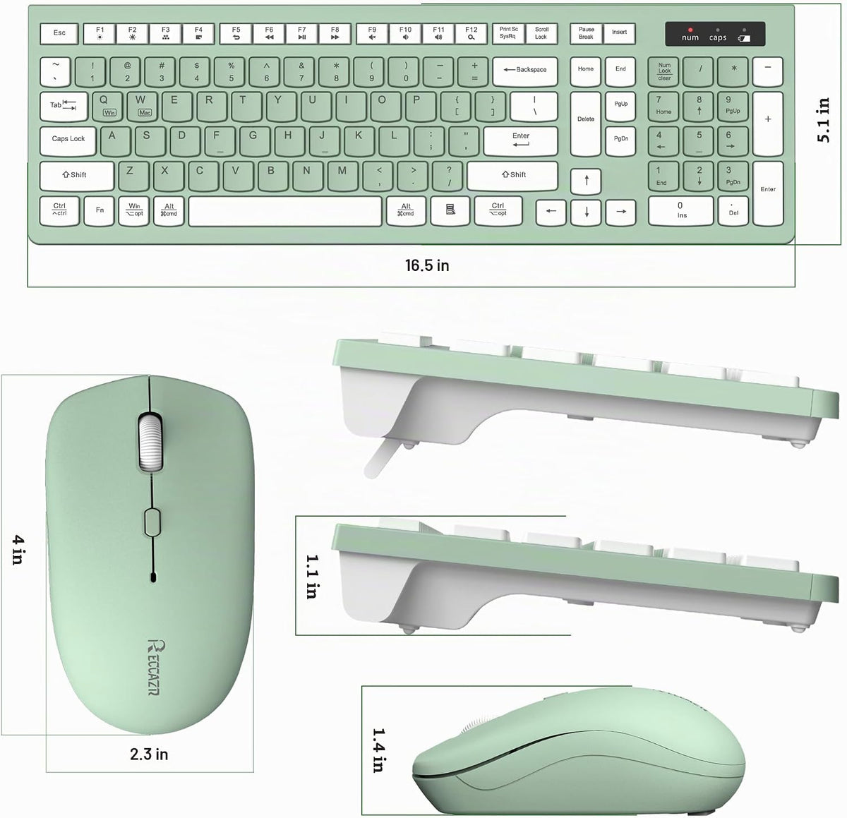 Combo de teclado y mouse inalámbricos silencioso para oficina y hog...