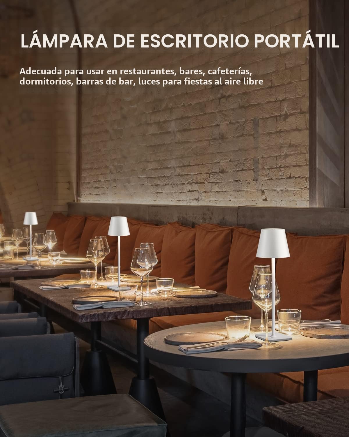 KDG Paquete de 2 lámparas de mesa blancas inalámbricas, lámparas de...
