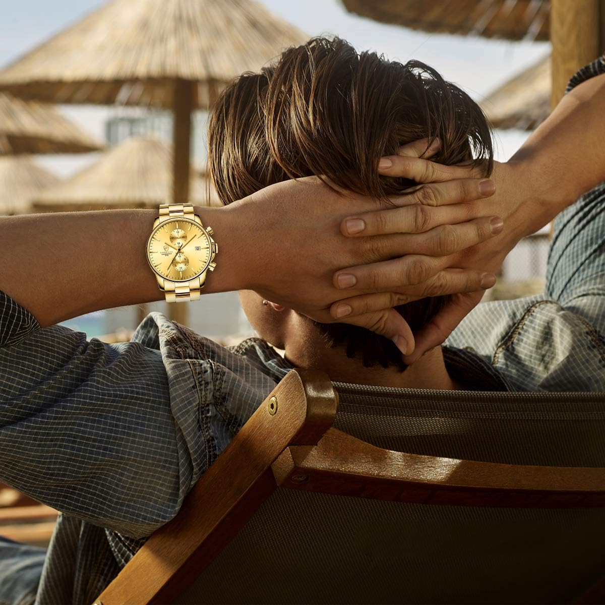 GOLDEN HOUR Fashion Business - Relojes para hombre con cronógrafo,...