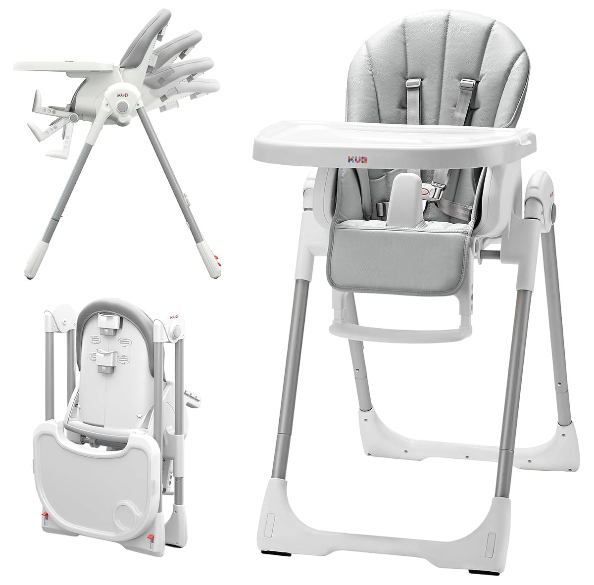 KÜB Silla alta 3 en 1 plegable y portátil para bebé con 2 ruedas |...