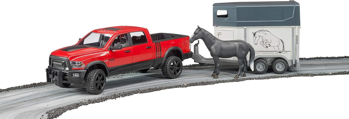 Bruder 02501 Ram 2500 Power Wagon con remolque para caballos y 1 ca...