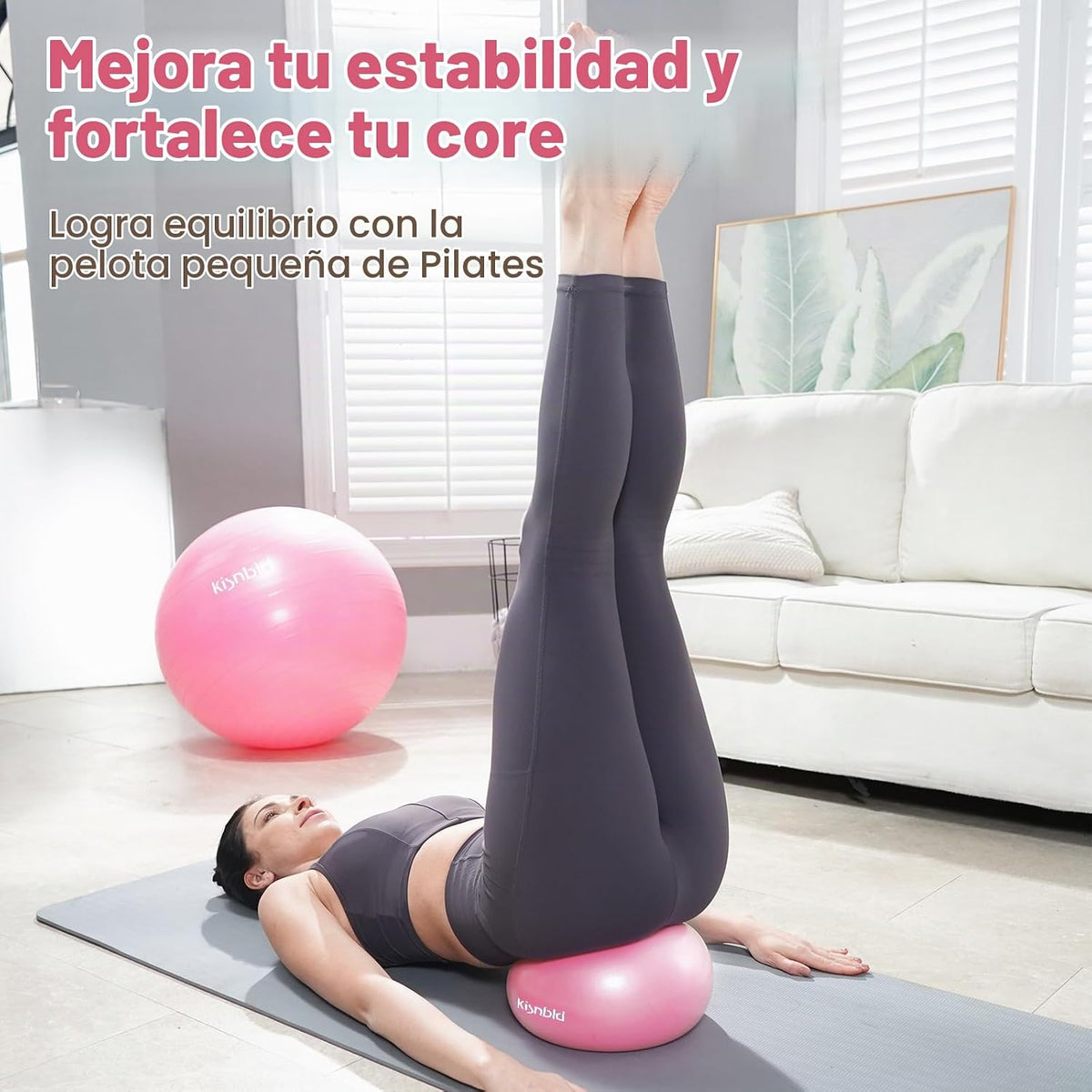 kisnbld Pequeña pelota de ejercicio, mini pelota de pilates de 9 pu...