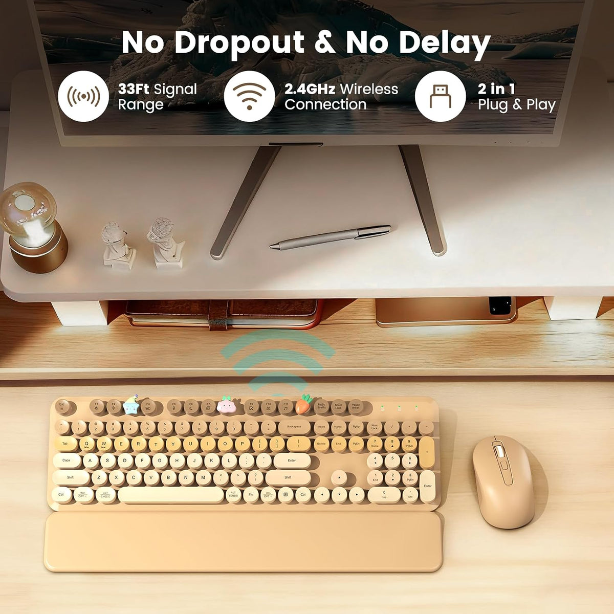 Combo de teclado y mouse inalámbricos con reposamuñecas magnético |...