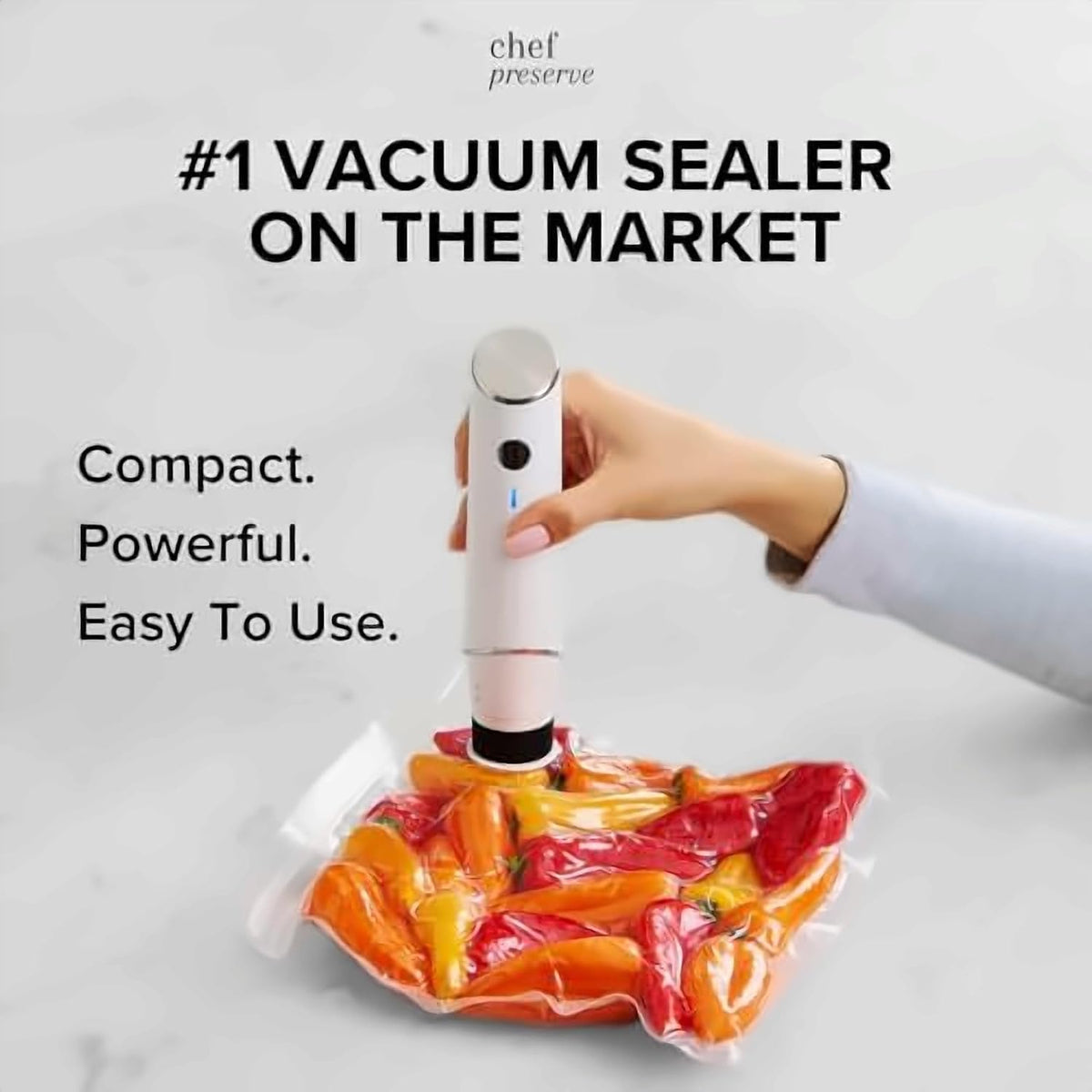 Chef Preserve Selladora al Vacío Compacta para Alimentos (Máquina S...