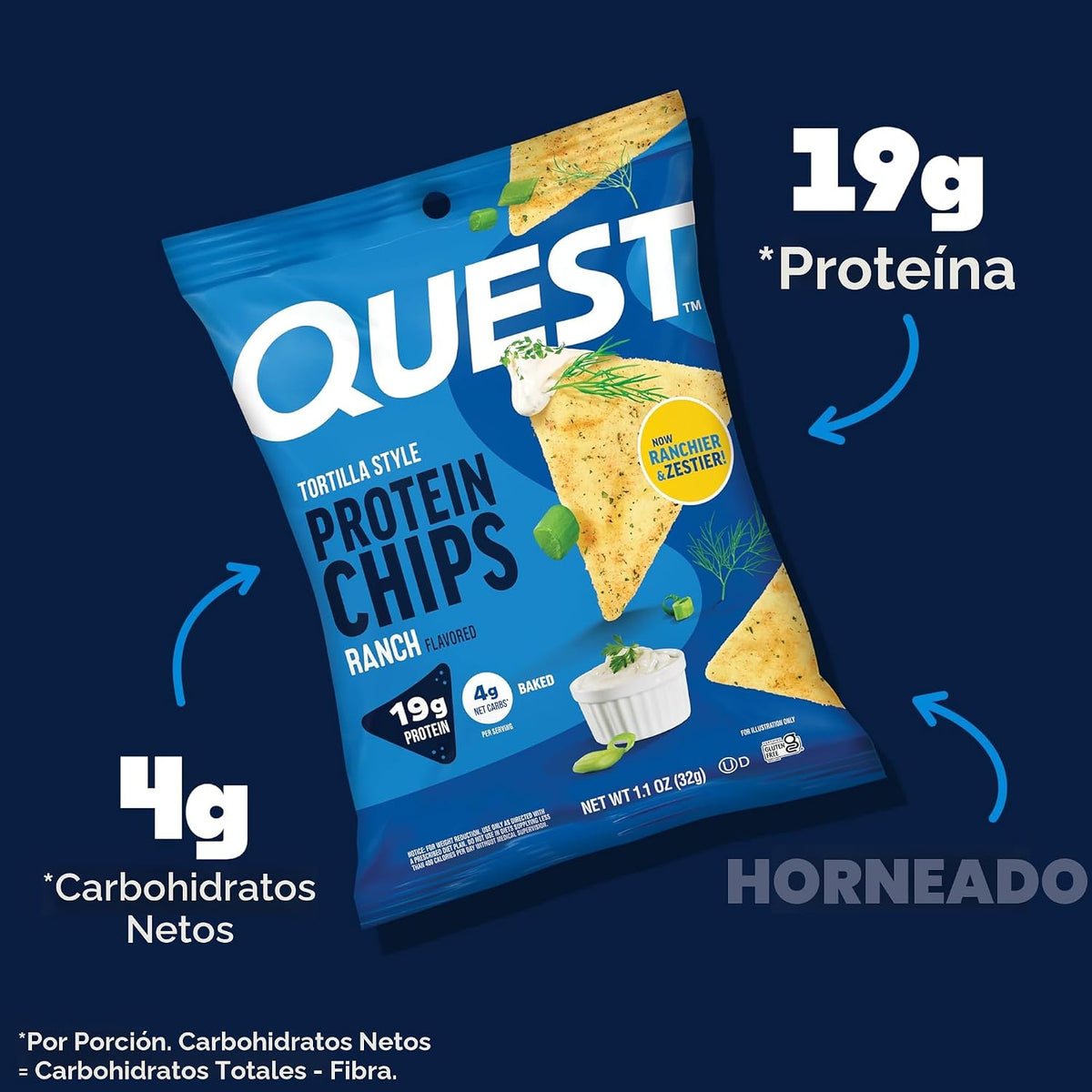 Quest Nutrition Ranch - Chips de proteína estilo tortilla, 12 unida...