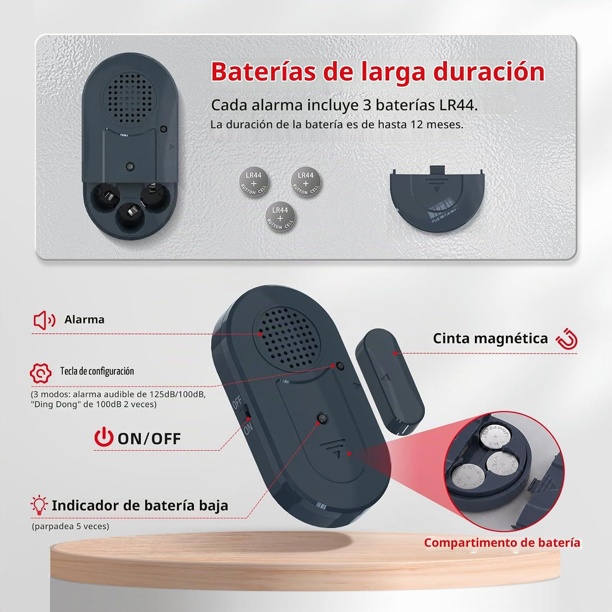 Sanjie Alarmas de puerta cuando se abre, sensores de alarma de vent...