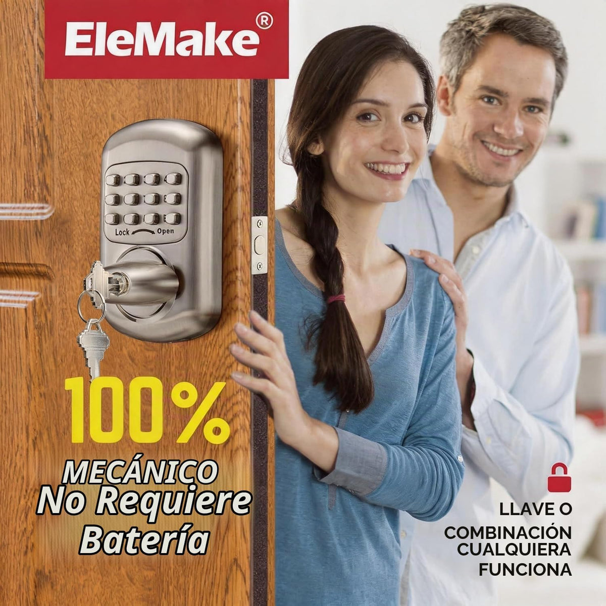 Cerradura de puerta digital y mecánica con teclado de entrada sin l...