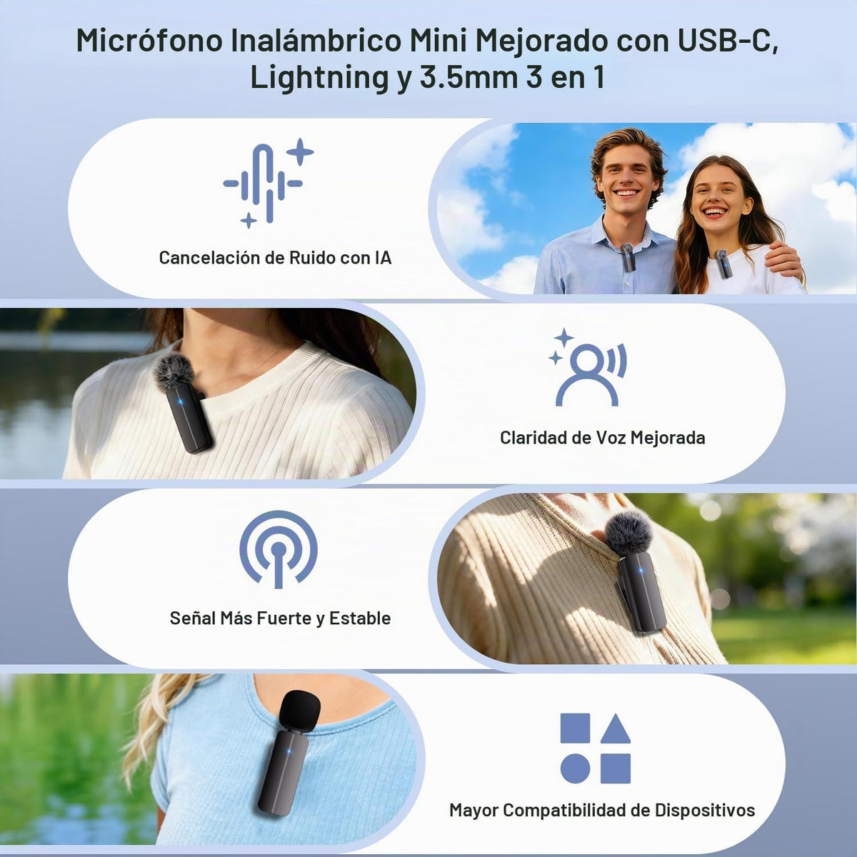 Paquete de 2 mini micrófonos inalámbricos de solapa Lavalier para i...