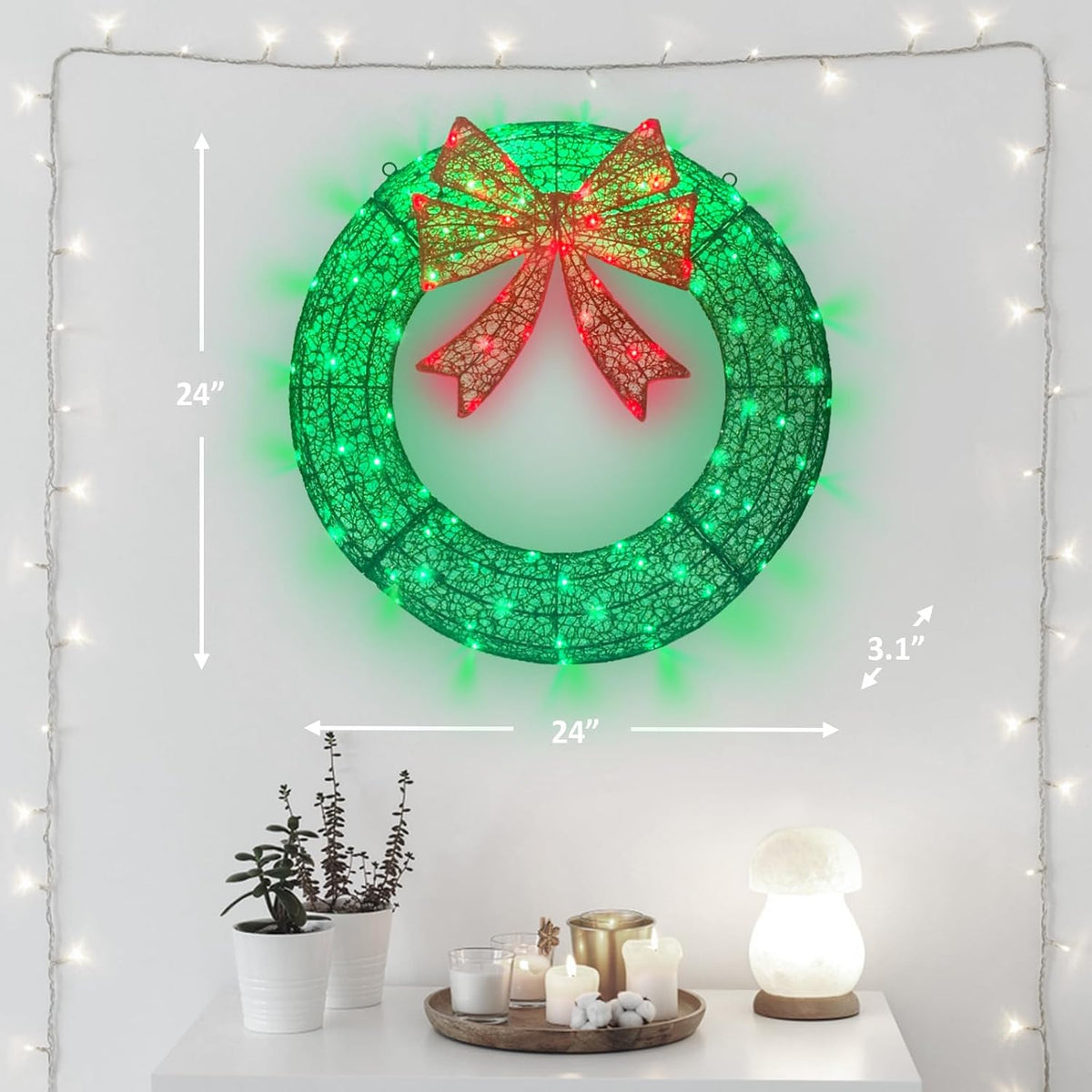 Corona de Navidad Iluminada para Decoraciones Exteriores, Corona de...