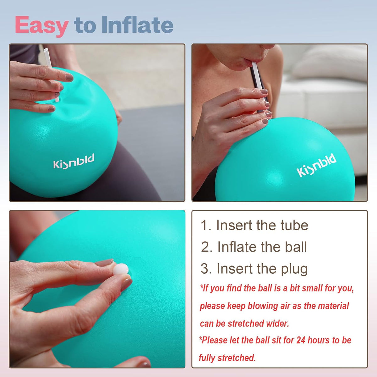 kisnbld Pequeña pelota de ejercicio, mini pelota de pilates de 9 pu...