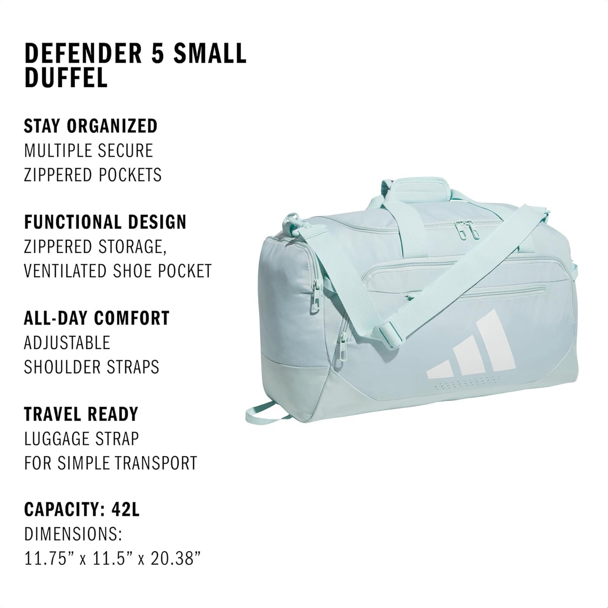 adidas Defender - Maleta deportiva, verde menta halo\/blanco, OSFA...