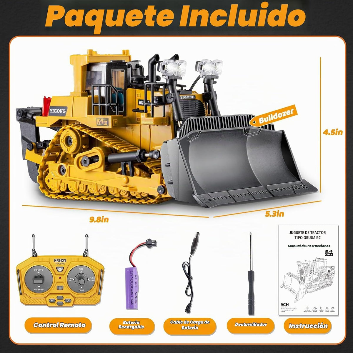 Juguetes teledirigidos de la niveladora, camiones de los vehículos...