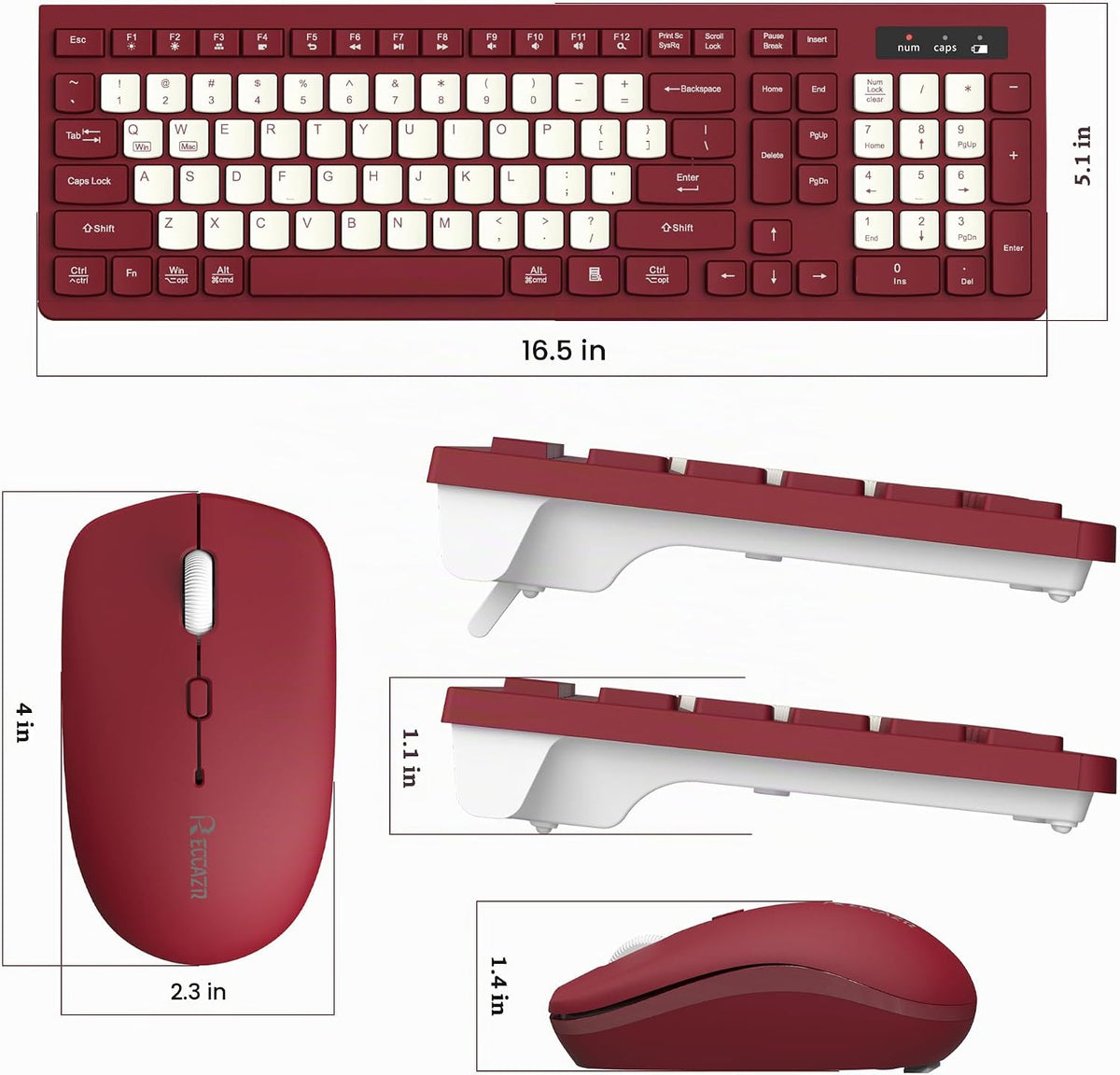 Combo de teclado y mouse inalámbricos silencioso para oficina y hog...