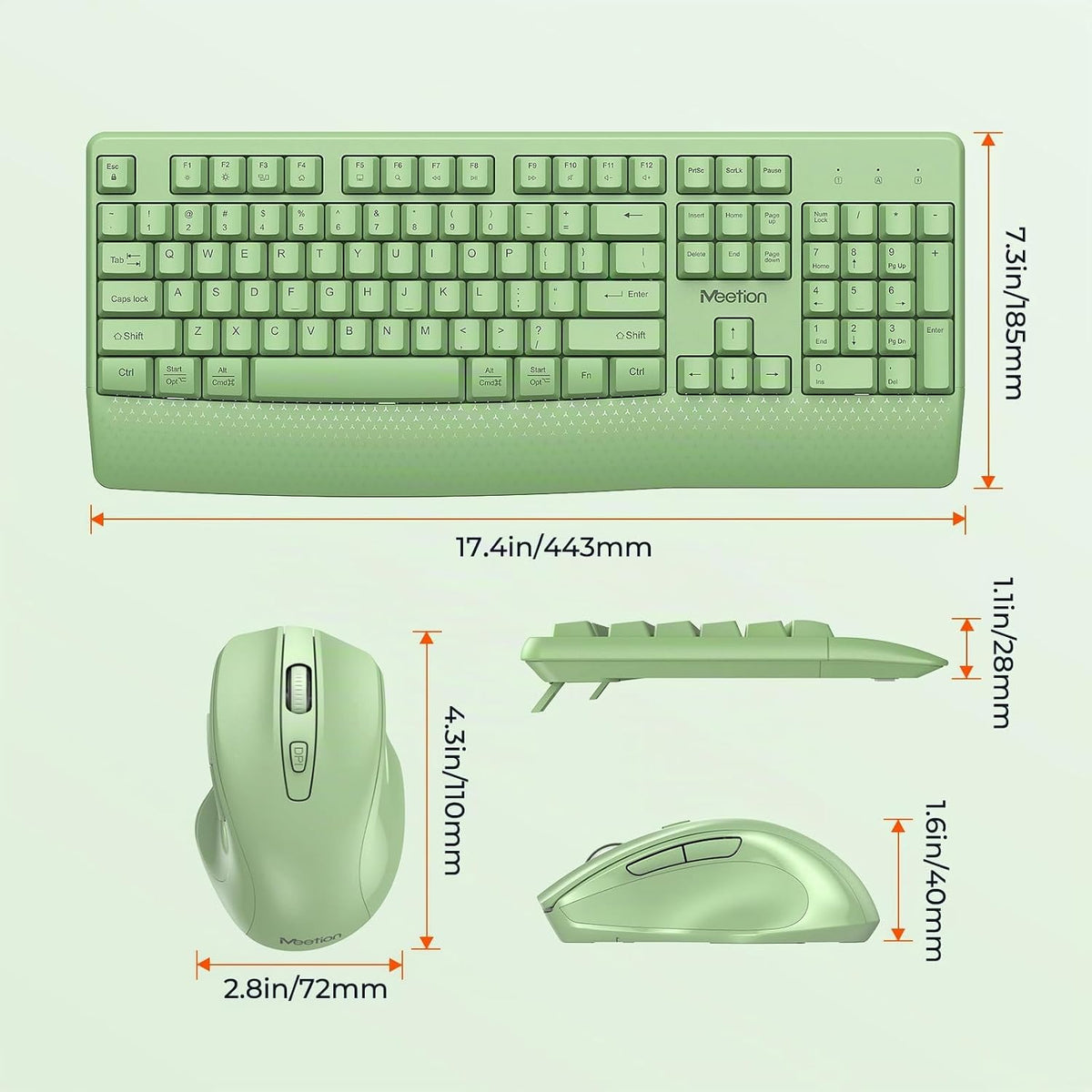 MEETION Combo de teclado y mouse inalámbricos, tamaño completo con...