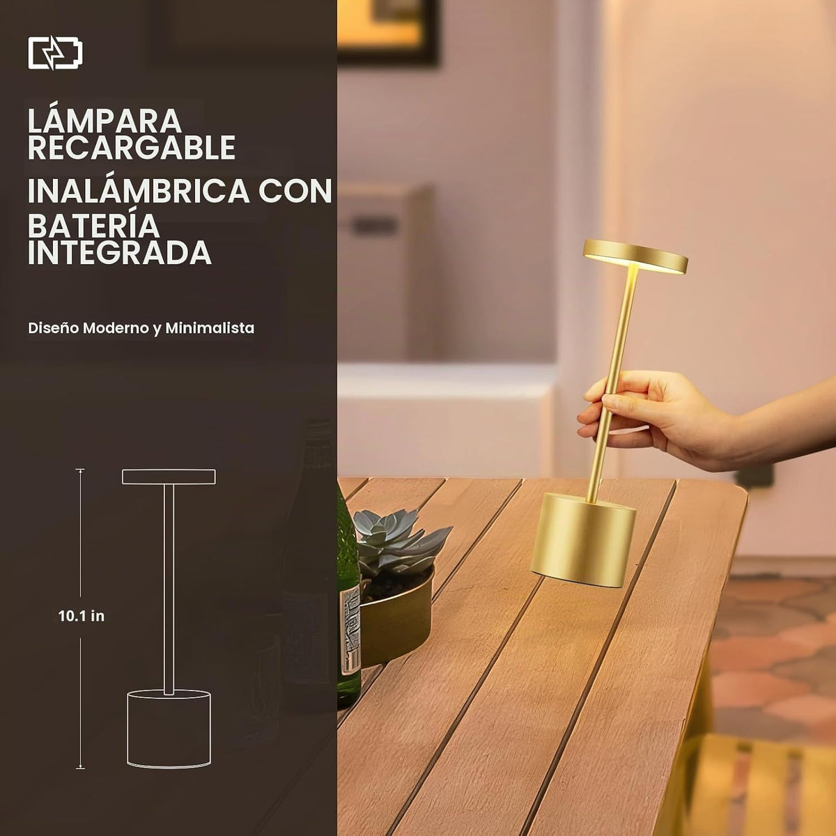 Kakanuo Juego de Lámparas Inalámbricas de Oro, Lámparas Recargables...