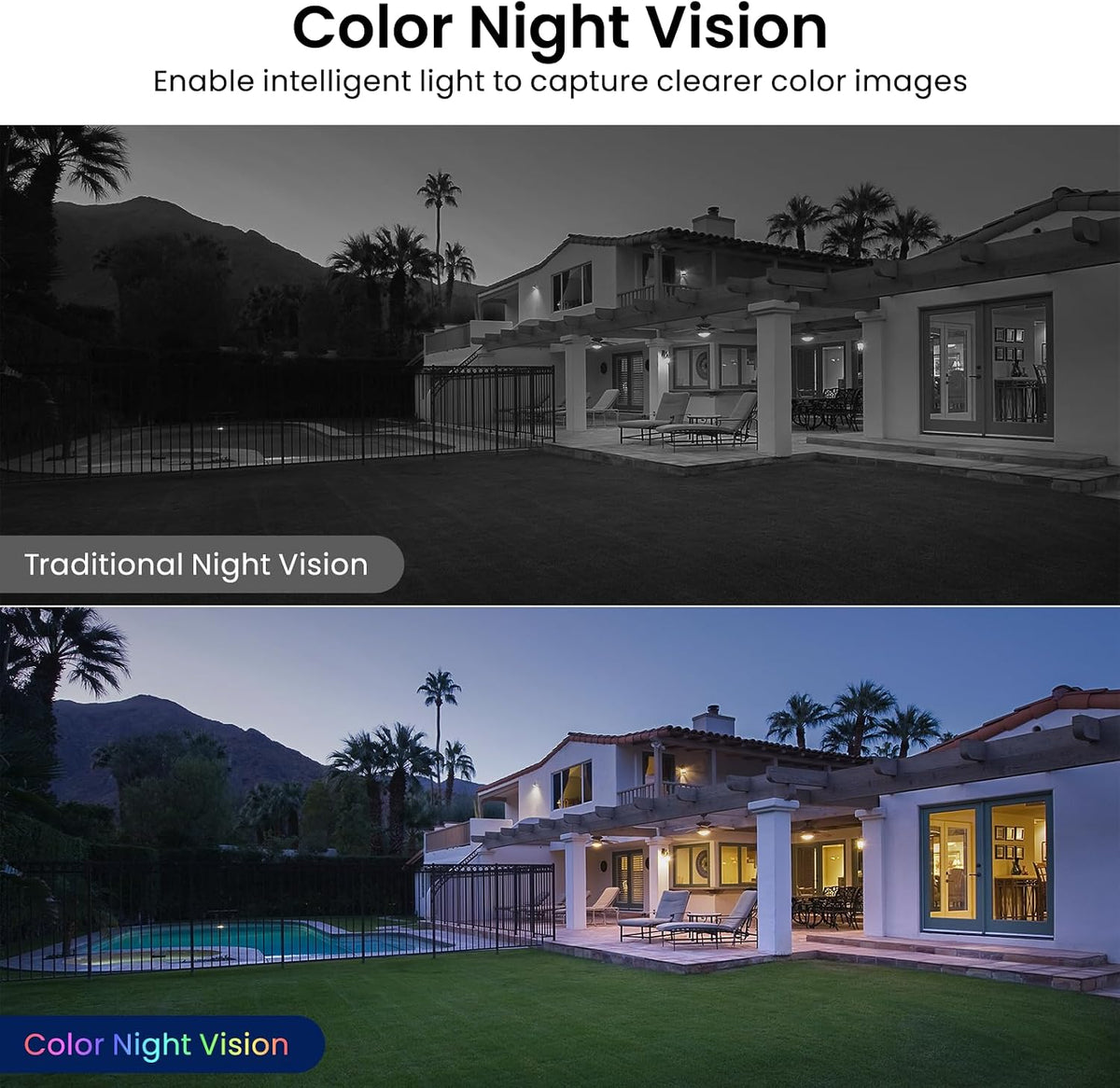 AOQEE Cámara de seguridad 2K para interior\/exterior, color Nigth V...