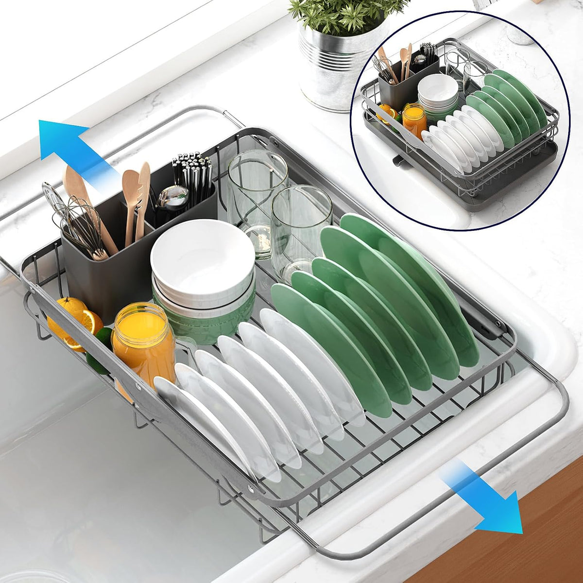 Kitsure Escurridor de platos para encimera de cocina, 12.2 pulgadas...