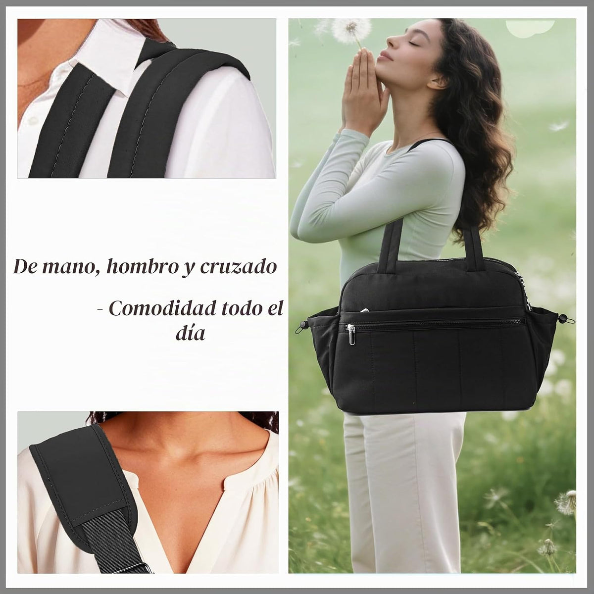 MZTUE Bolso mediano para pañales, bolso de hombro y cruzado para mamá